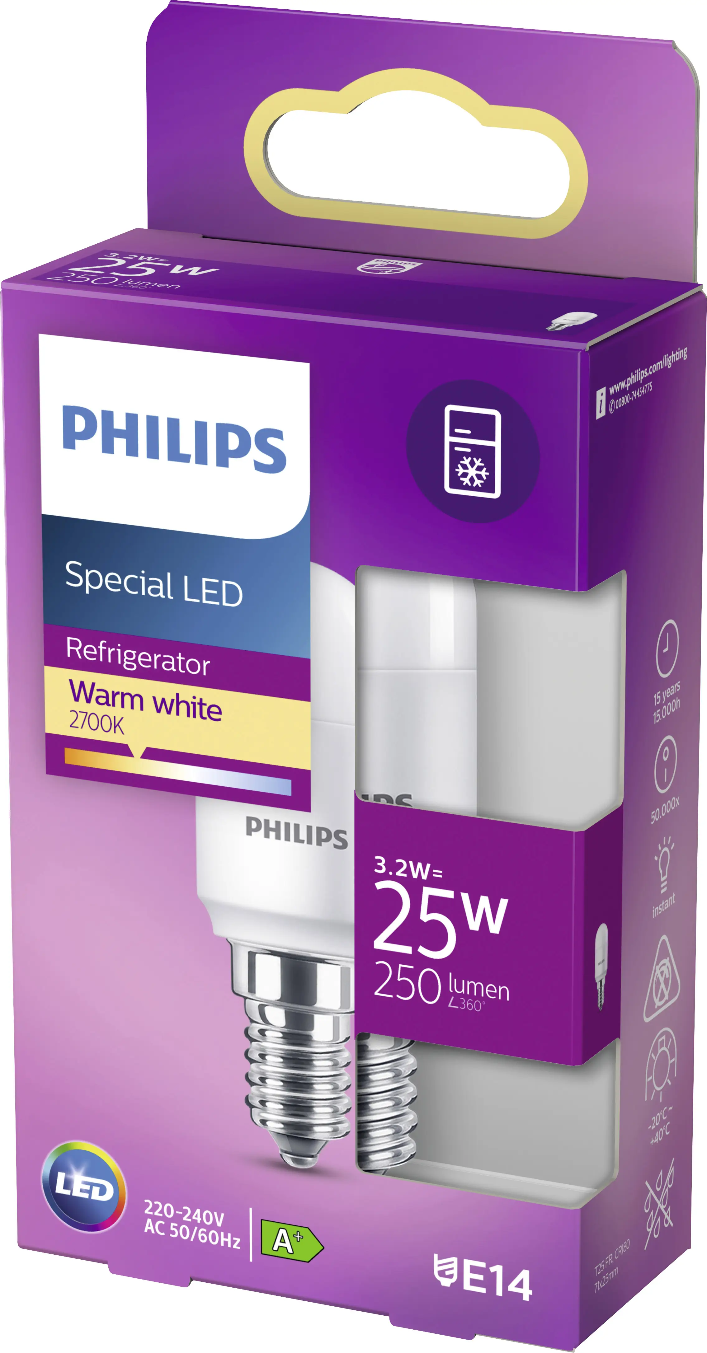 Светодиодная лампа Philips LED 77195900 E14 3,2 Вт = 25 Вт 250 лм, теплый белый свет, 1 шт.