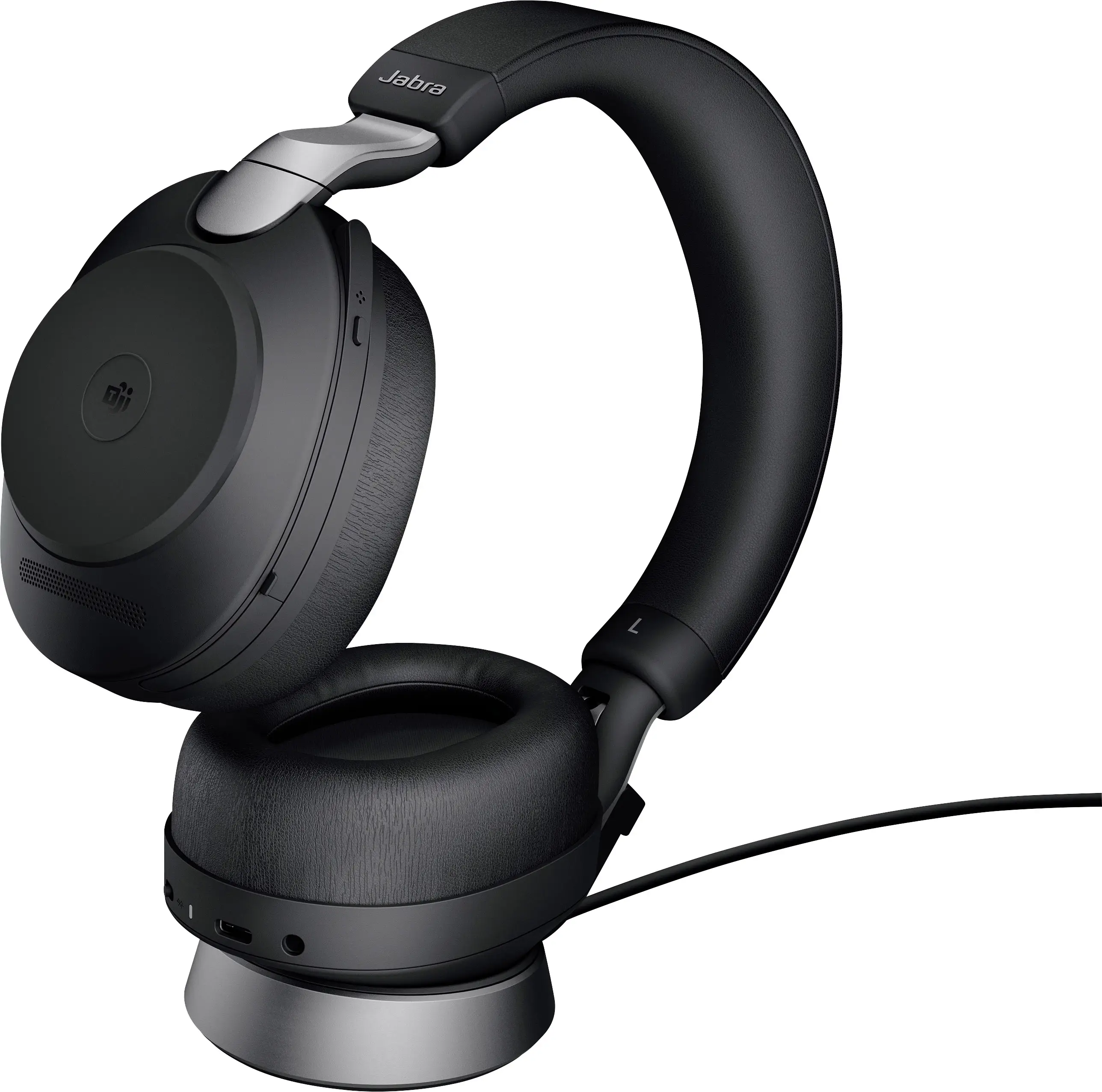 Накладні Bluetooth-навушники Jabra Evolve2 85 MS, чорний стереокабель, шумозаглушення мікрофона, регулювання гучності, індикатор з