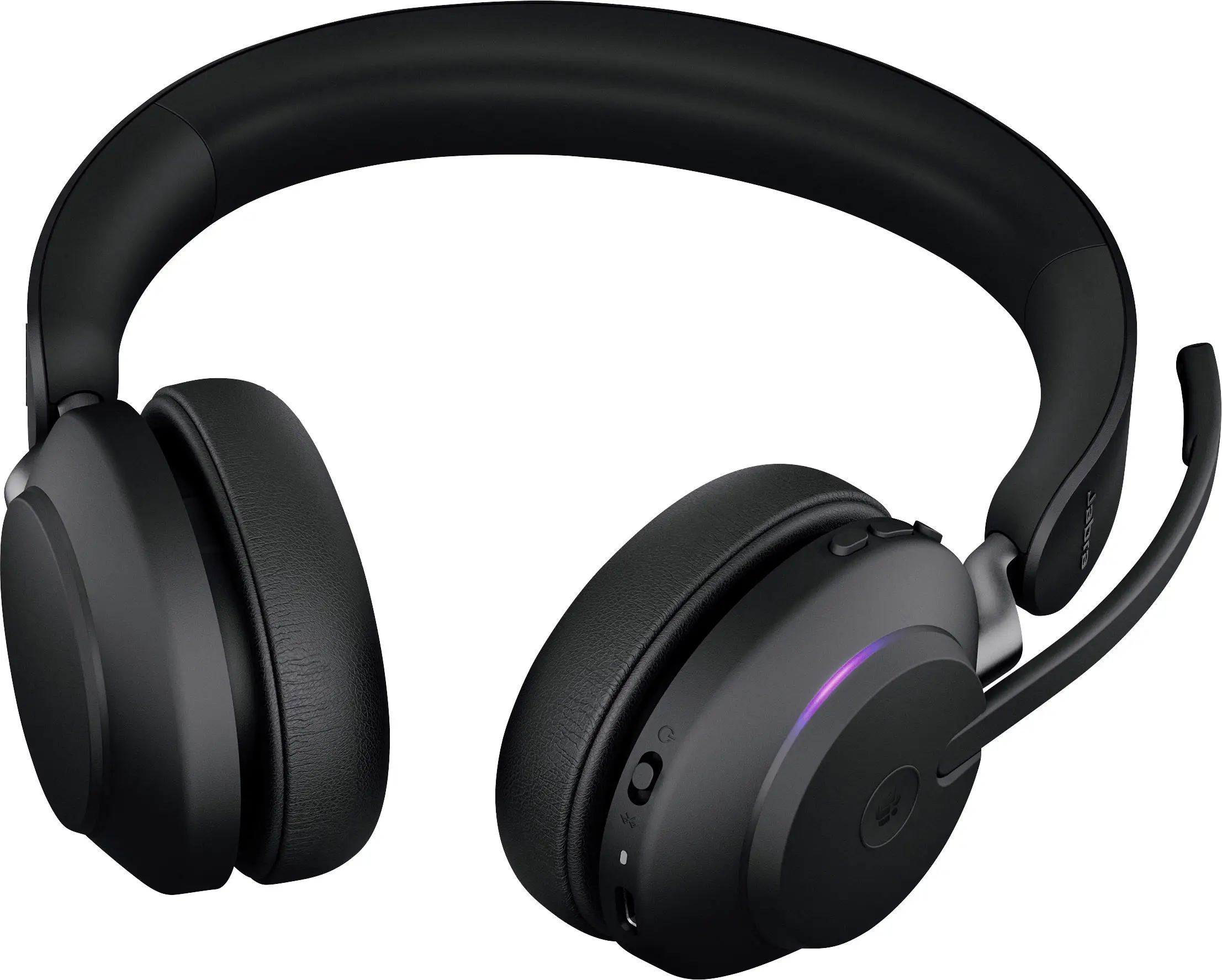 Jabra Evolve2 65 MS Накладні Bluetooth-стерео навушники Чорний Регулятор гучності, індикатор заряду батареї, вимкнення мікрофона