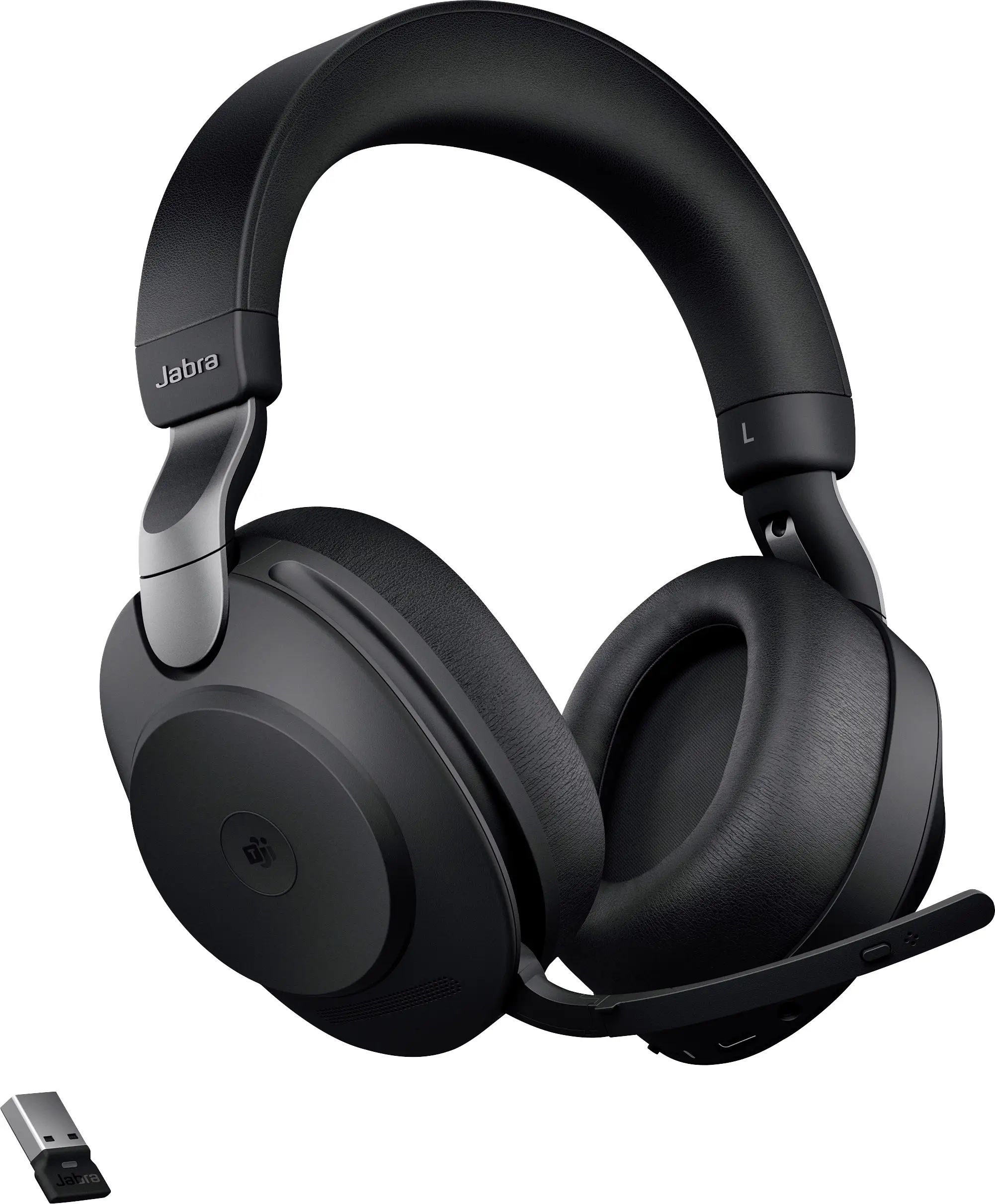 Накладні Bluetooth-навушники Jabra Evolve2 85 MS, чорний стереокабель, шумозаглушення мікрофона, регулювання гучності, індикатор з