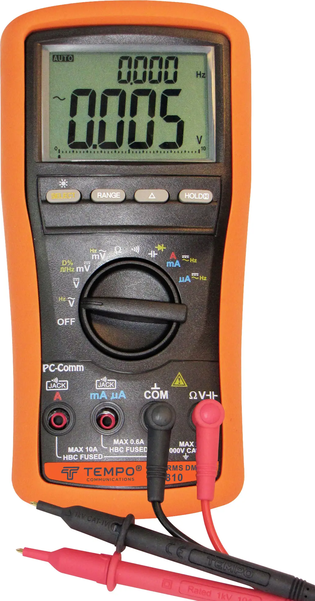 Цифровий мультиметр Tempo Communications MM810 з підсвічуванням CAT IV 1000 В, кількість відображень: 9999