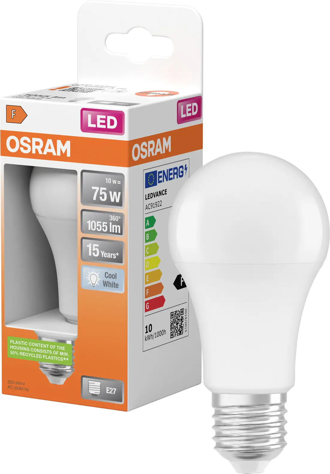 Світлодіодна лампа OSRAM HOMELIGHTING 4058075304215 E-27 10 Вт = 75 Вт 1055 лм холодний білий 1 шт.