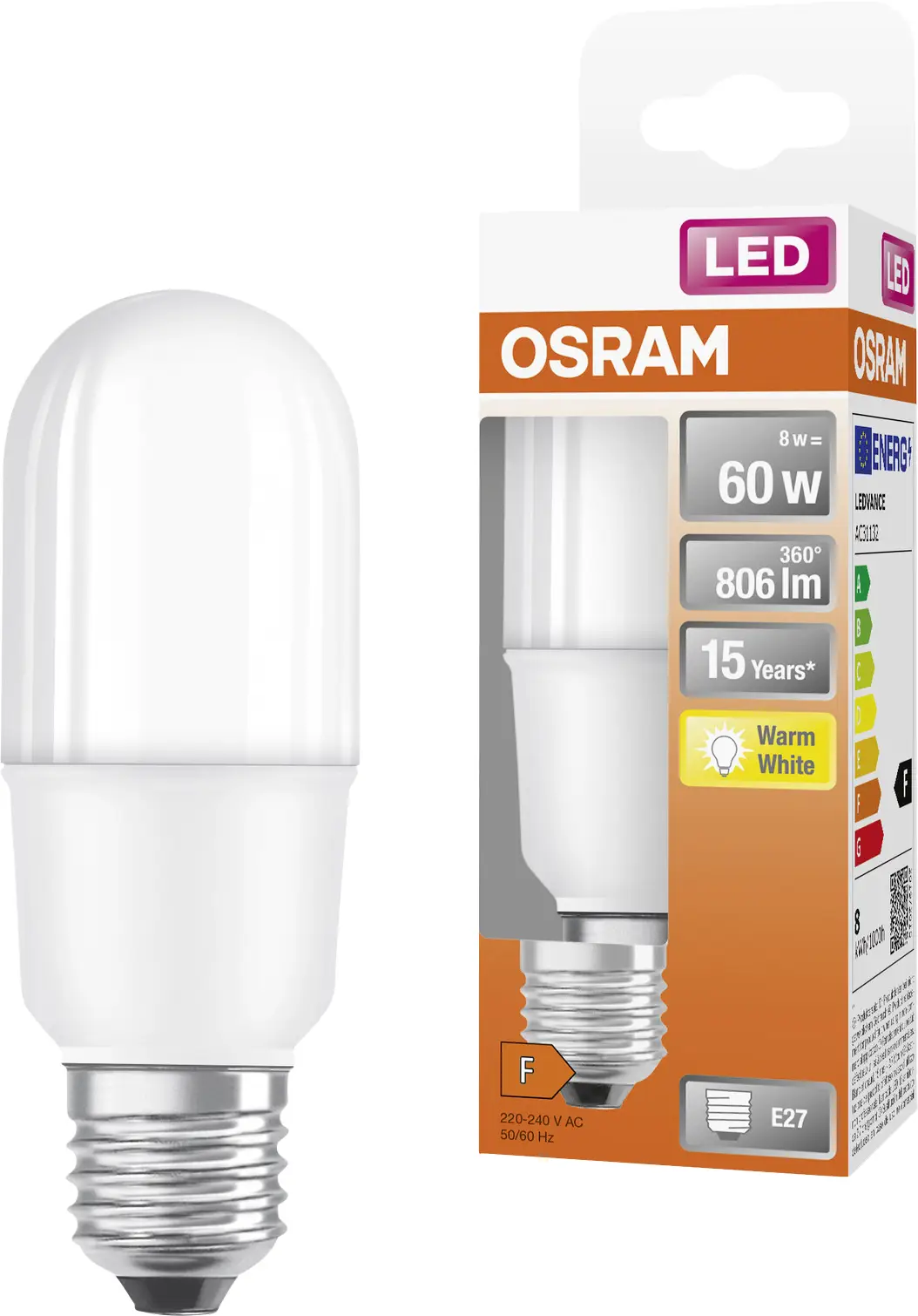 Світлодіодна лампа OSRAM HOMELIGHTING 4058075428447 E-27 8 Вт = 60 Вт 806 лм теплий білий 1 шт.