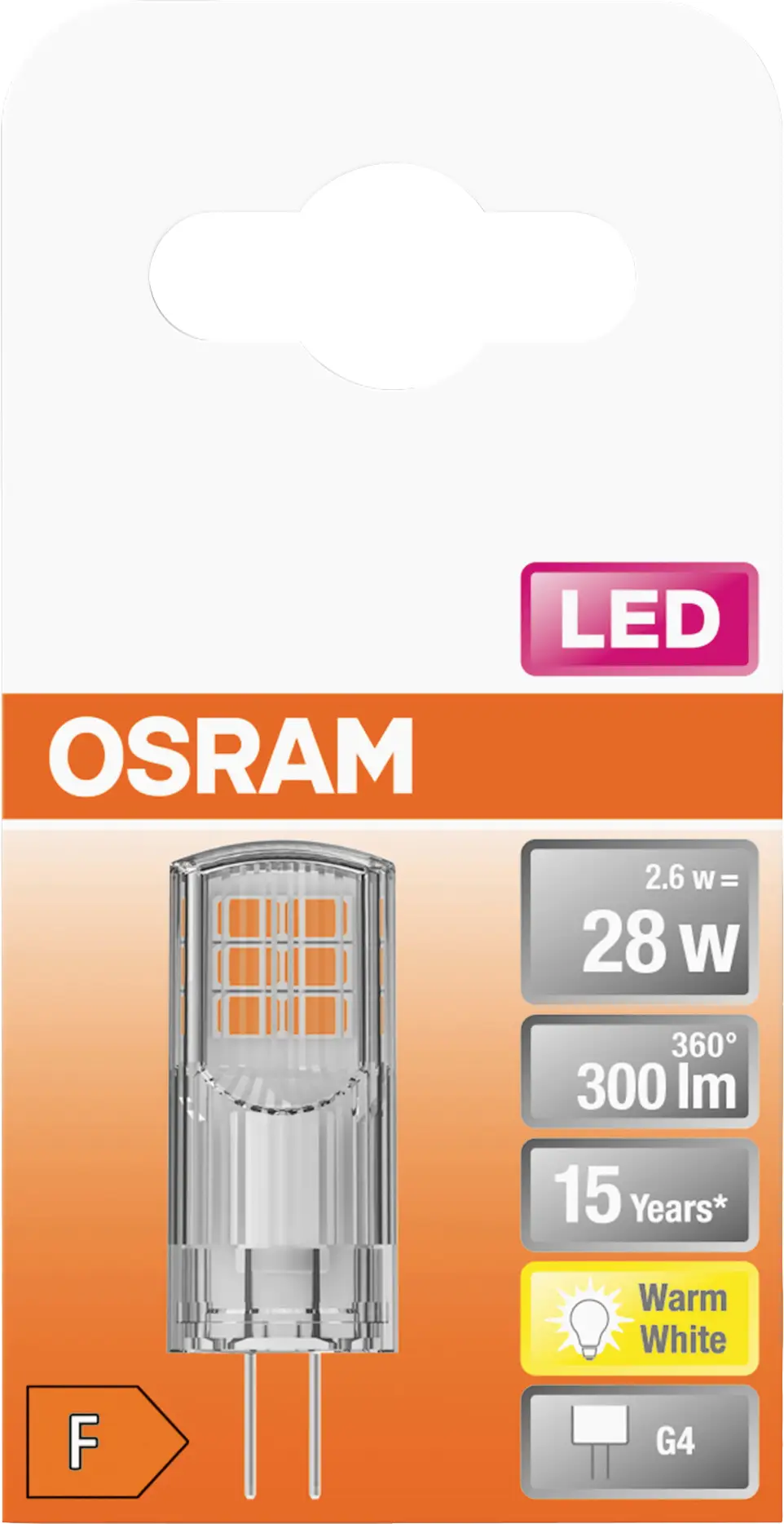 Светодиодная лампа OSRAM HOMELIGHTING 4058075431997 G4 2,2 Вт = 28 Вт 300 лм теплый белый 1 шт.