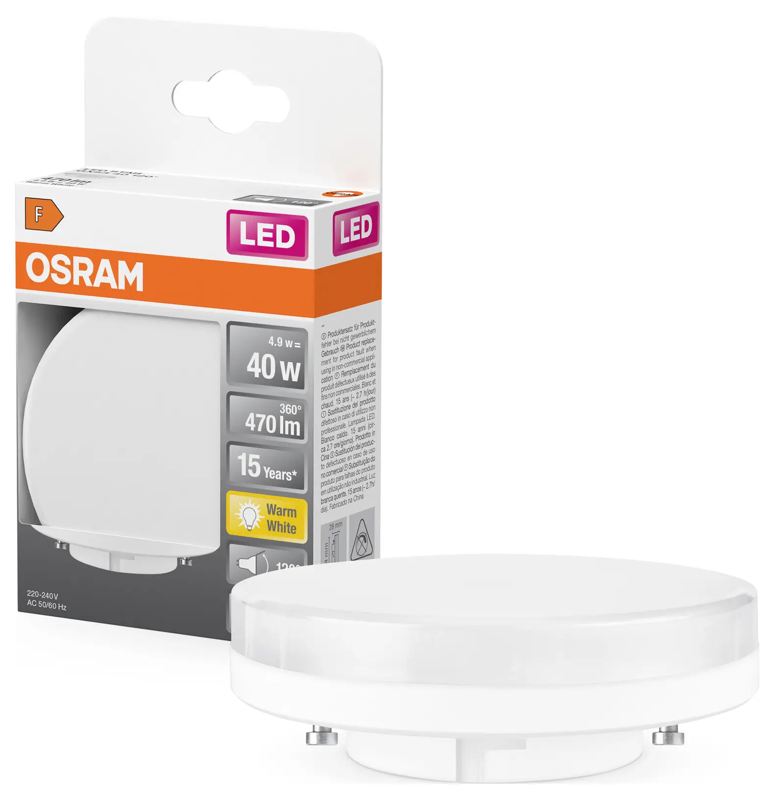 Светодиодная лампа OSRAM HOMELIGHTING 4058075433441 GX53 4,9 Вт = 40 Вт 470 лм теплый белый 1 шт.