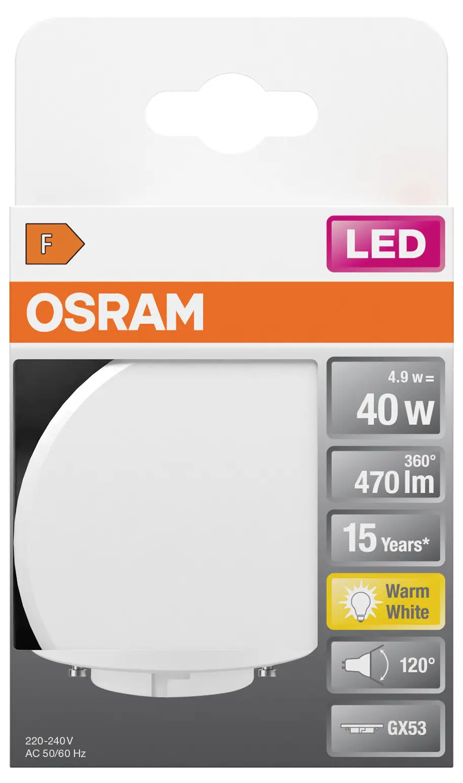 Светодиодная лампа OSRAM HOMELIGHTING 4058075433441 GX53 4,9 Вт = 40 Вт 470 лм теплый белый 1 шт.