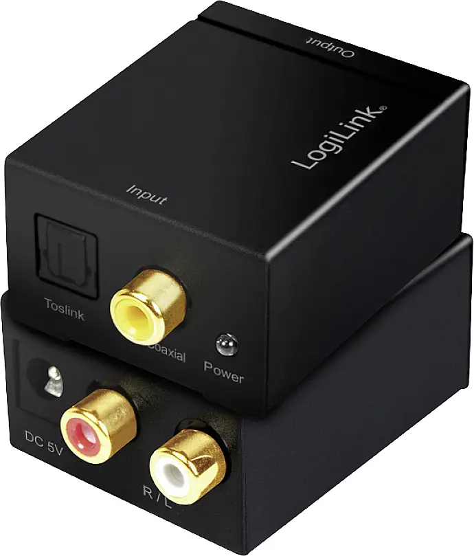 Аудиоадаптер LogiLink LogiLink - Цифро-аналоговый аудиоадаптер CA0100, Toslink/оптический, RCA/Cinch, 0 м