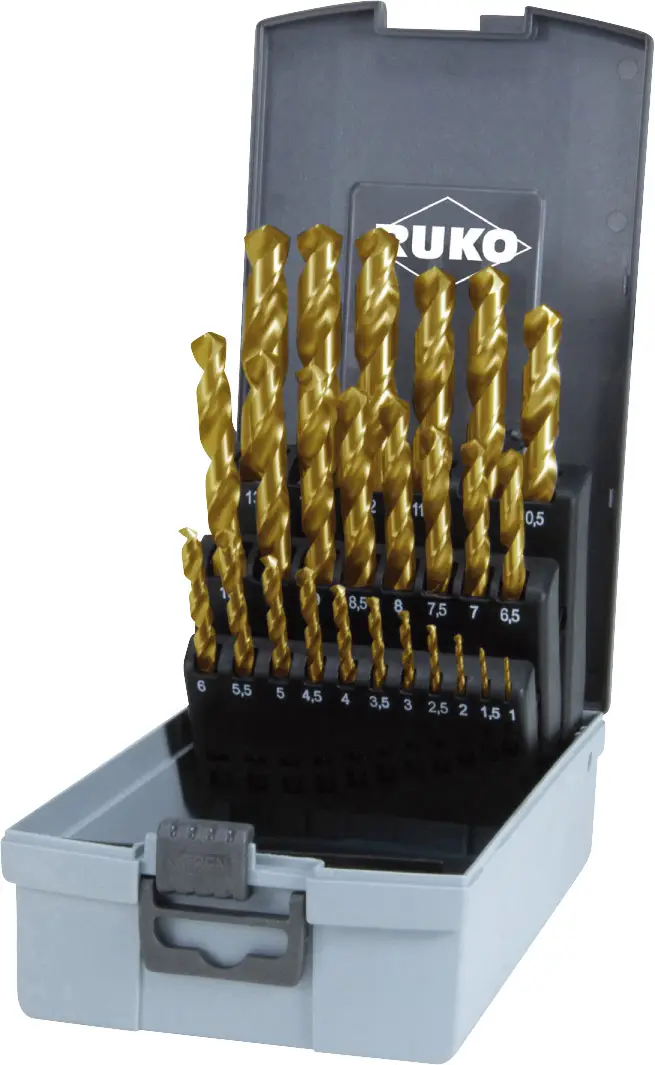 Набір спіральних свердел RUKO 250215TRO DIN 338 Тип N HSS-G, 25 предм.: 1 мм, 1,5 мм, 2 мм, 2,5 мм, 3 мм, 3,5 мм, 4 мм, 4,5 мм, 5