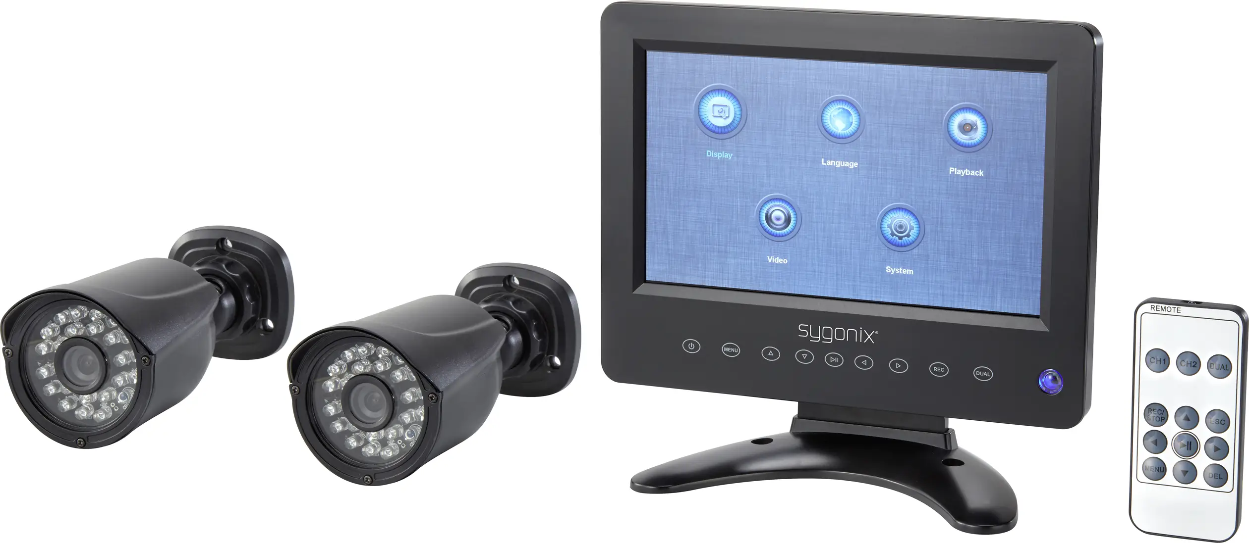Комплект 2-канального AHD-мониторинга Sygonix SY-4600588 с 2 камерами 1280 x 720 пикселей