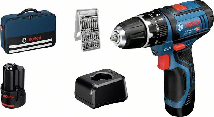 Акумуляторний ударний дриль Bosch Professional GSB 12V-15, 2 швидкості, з 2 акумуляторами