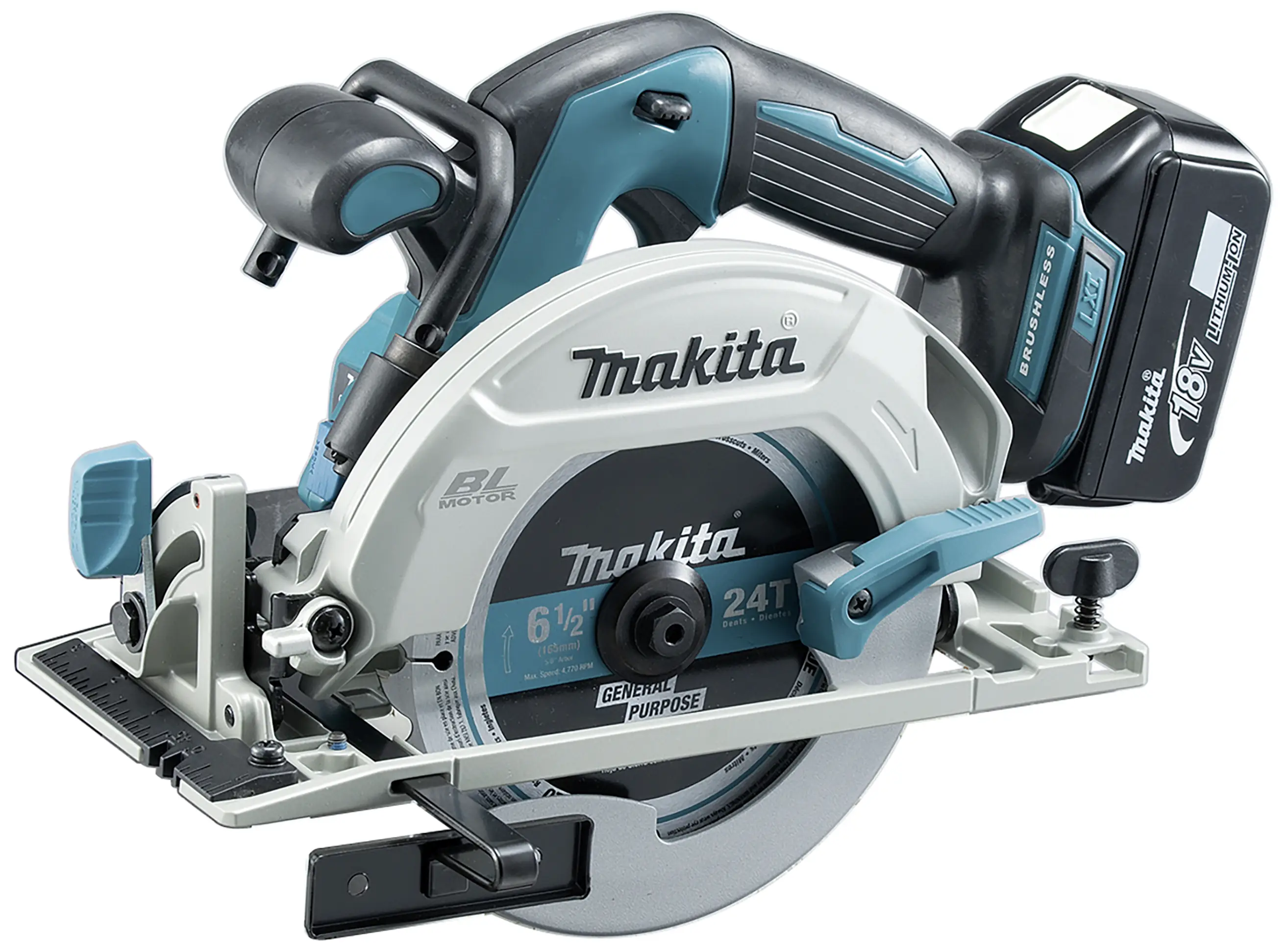 Аккумуляторная дисковая пила Makita DHS680RTJ 18 В. Максимальная глубина реза (90°): 57 мм.