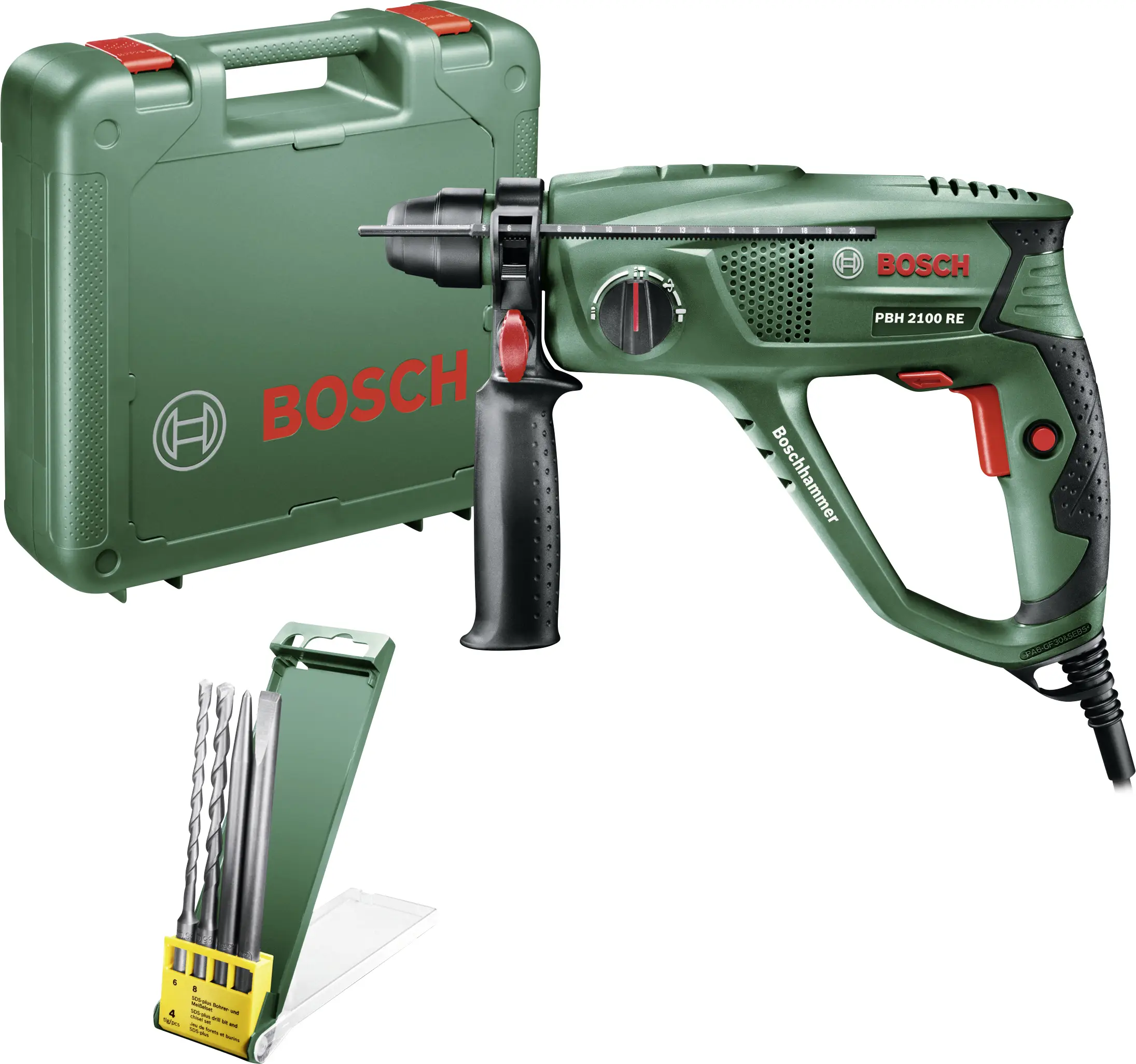 Перфоратор Bosch Home and Garden PBH 2100 RE SDS-Plus, 550 Вт, в комплекте с кейсом.