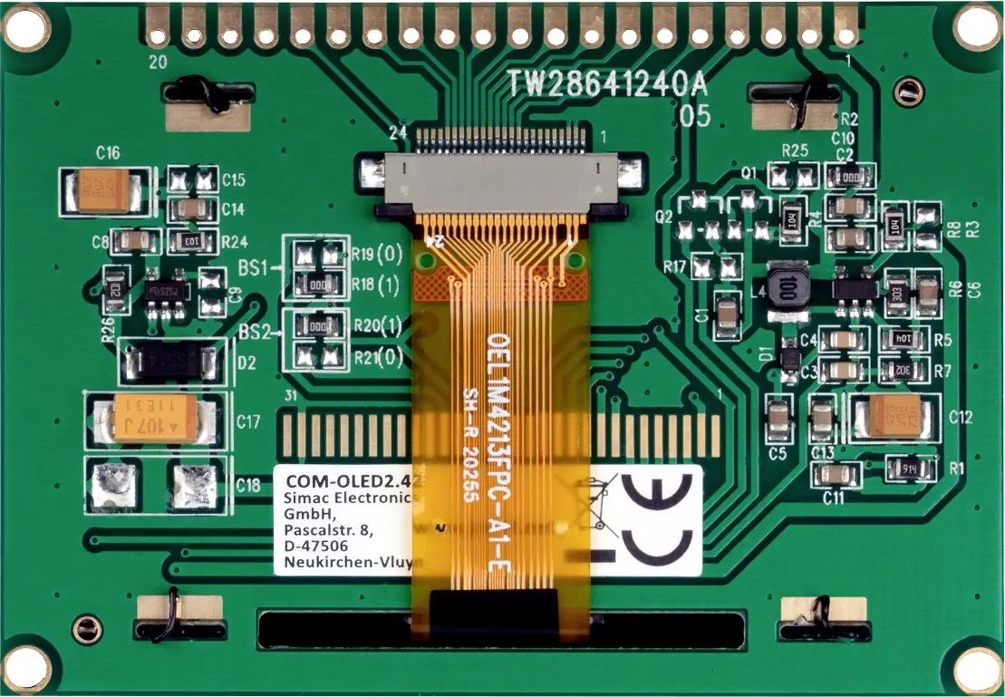 Модуль дисплея Joy-it COM-OLED2.42 6,1 см (2,42 дюйма) 128 x 64 пикселей