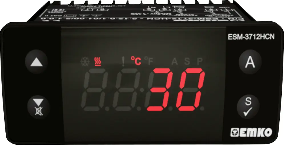 Термостат Emko ESM-3712-HCN.8.10.0.1/01.00/2.0.0.0 K от 0 до 999 °C, реле 16 А, реле 5 А (Д x Ш x В) 65 x 76 x 35 мм