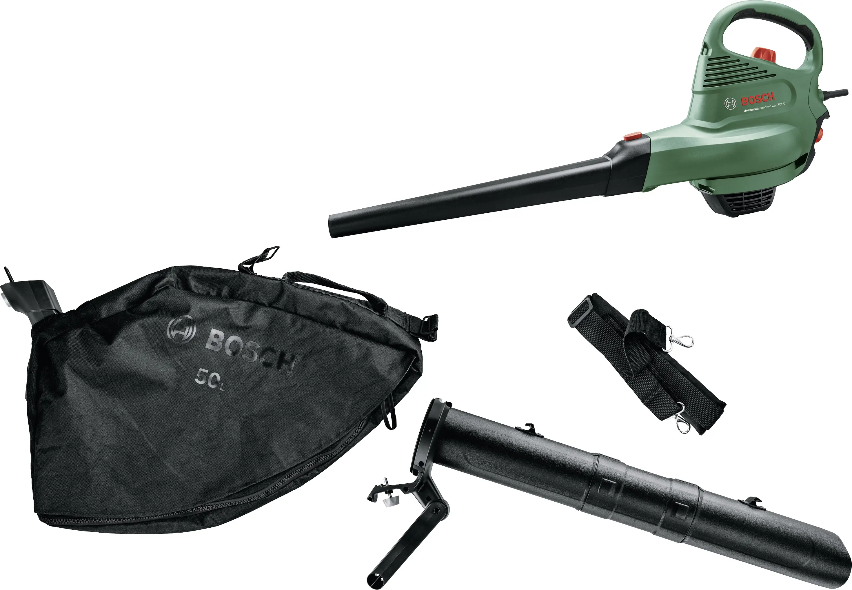 Bosch Home and Garden 06008B1001 UniversalGardenTidy 3000 Электрическая воздуходувка для листьев, Пылесос для листьев
