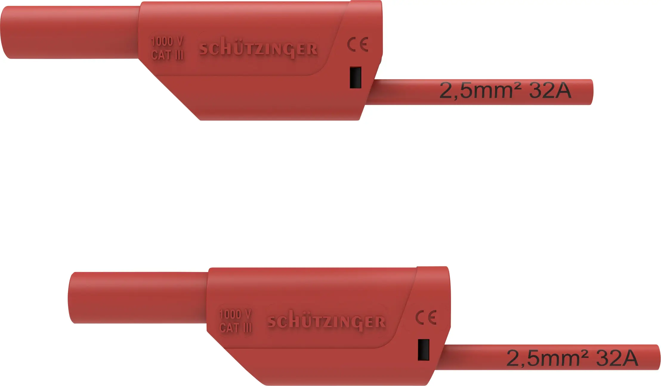 Schützinger VSFK 8700 / 2.5 / 50 / RT Вимірювальний дріт безпеки, штекер 4 мм, штекер 4 мм, 50.00 см, червоний, 1 шт.