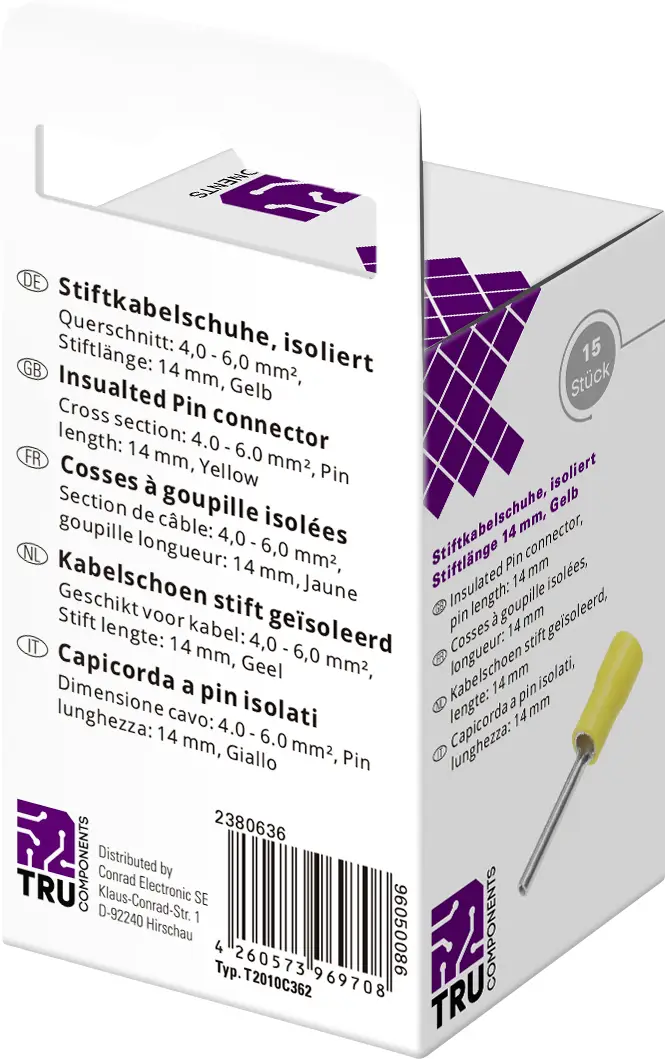 TRU COMPONENTS T2010C362 Штыревой разъем 15 шт.