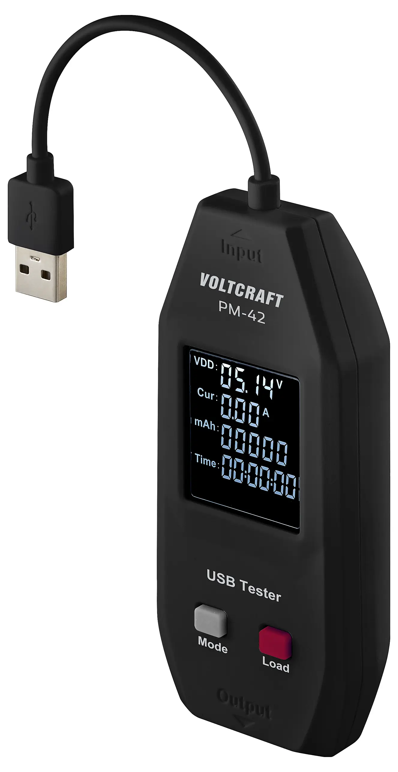 Тестер VOLTCRAFT PM-42USB типа A с подключением нагрузки.