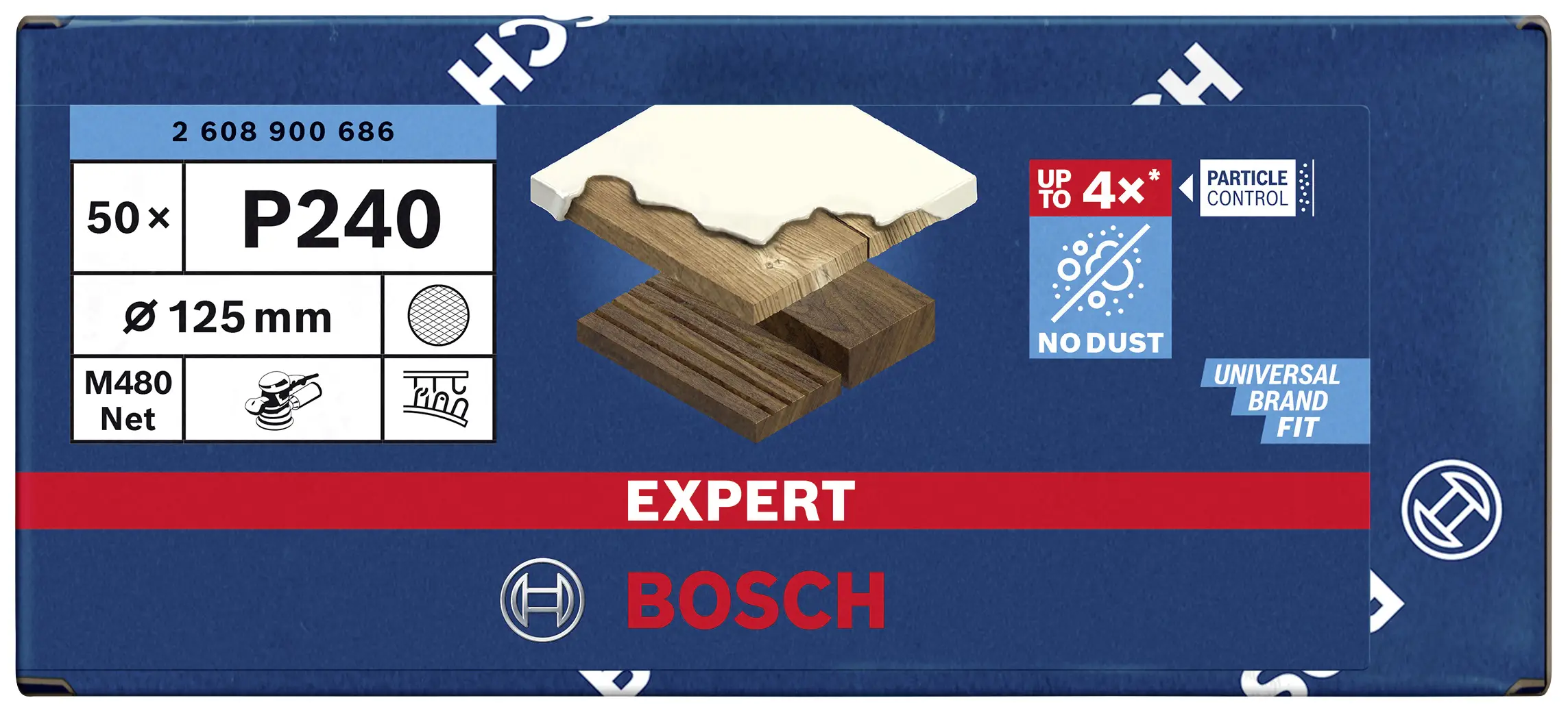 Шліфувальна сітка для орбітальної шліфувальної машини Bosch Accessories EXPERT M480 2608900686 125 мм 50 шт.