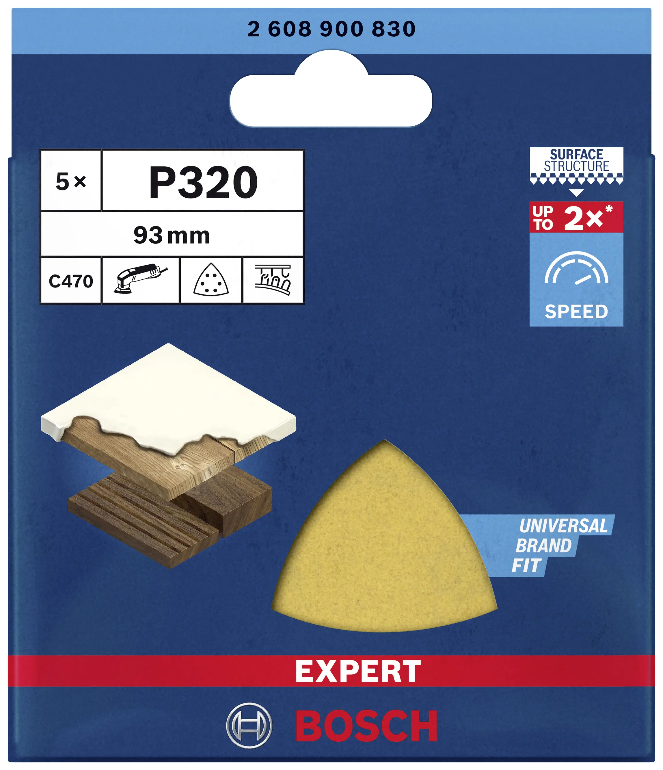 Наждачная бумага Delta, аксессуары Bosch EXPERT C470 2608900830, 93 мм, 5 шт.