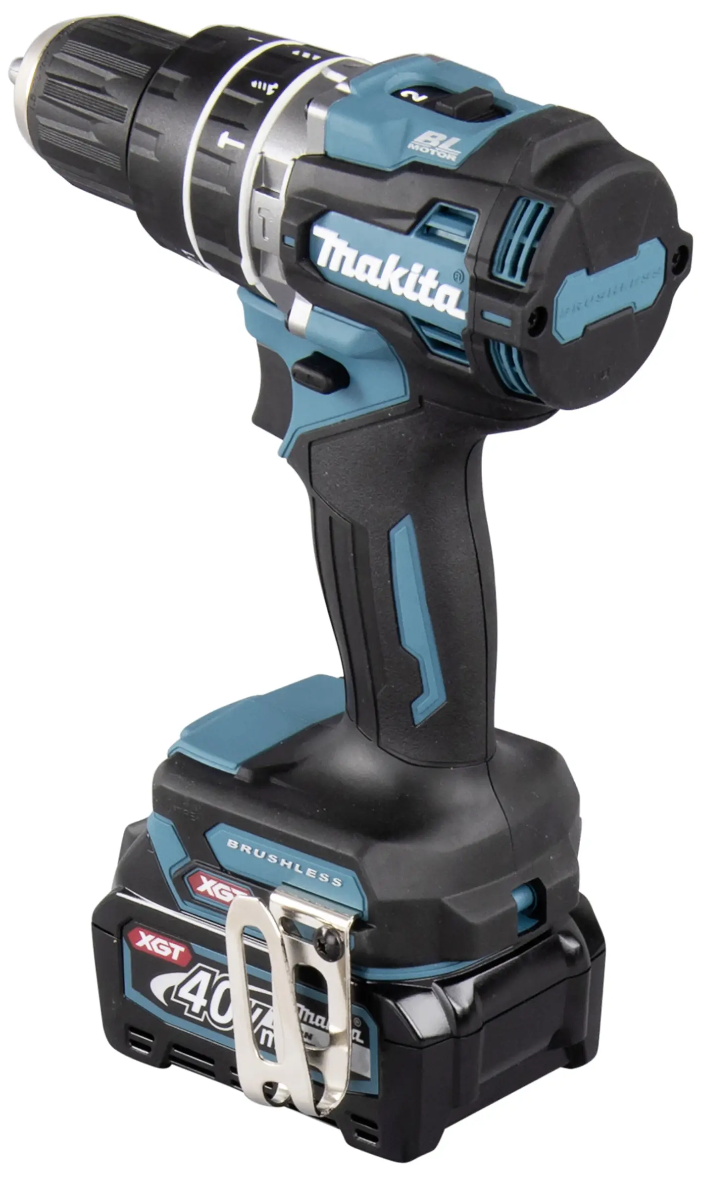 Аккумуляторный ударный шуруповерт Makita HP002GA202 с двумя скоростями, в комплекте 2 аккумулятора, зарядное устройство и кейс.