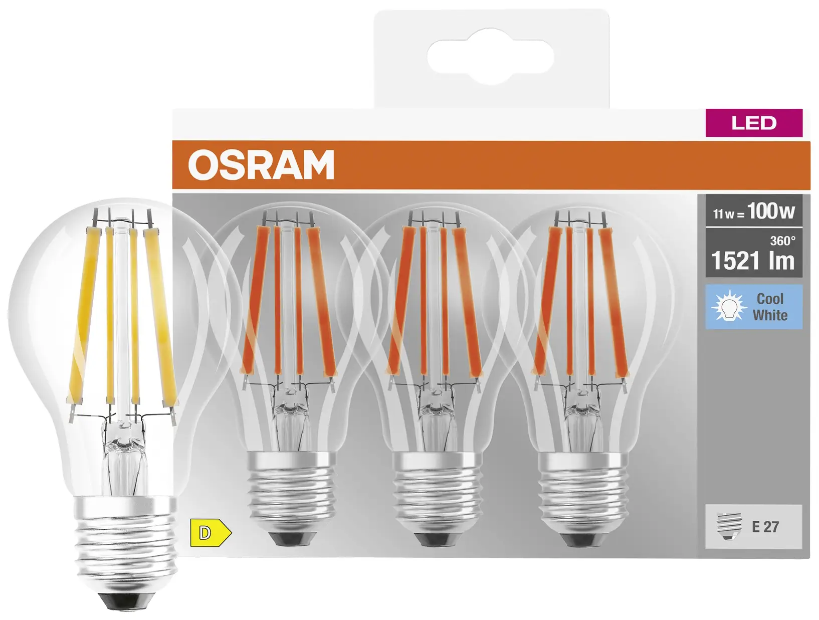 Светодиодная лампа OSRAM HOMELIGHTING 4058075592391 E-27 11 Вт = 100 Вт 1521 лм белая 3 шт.