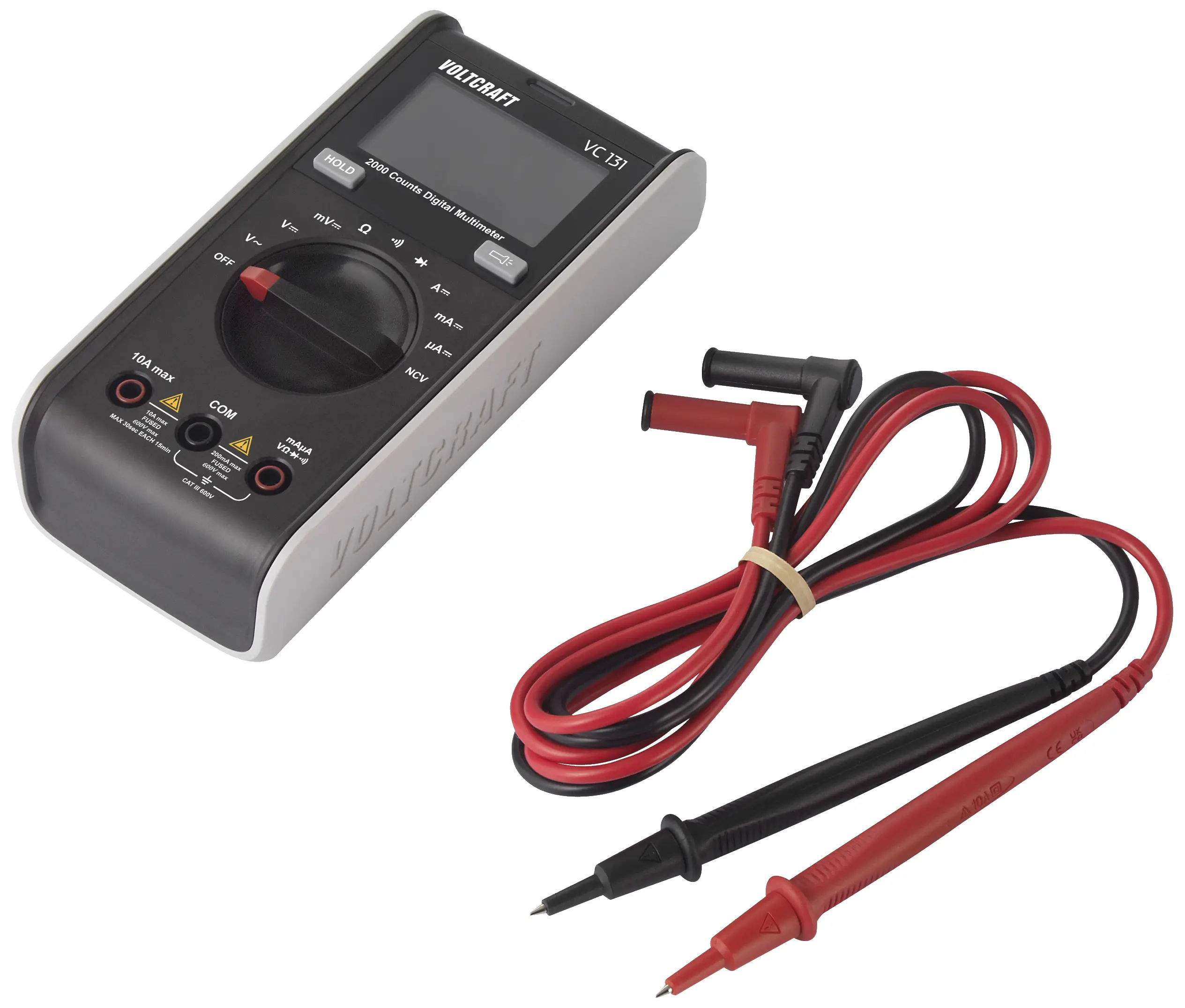 Мультиметр VOLTCRAFT VC131 VC-12232380, CAT III 600 В, 0,1 мВ - 600 В, 0,1 мкА - 10 А