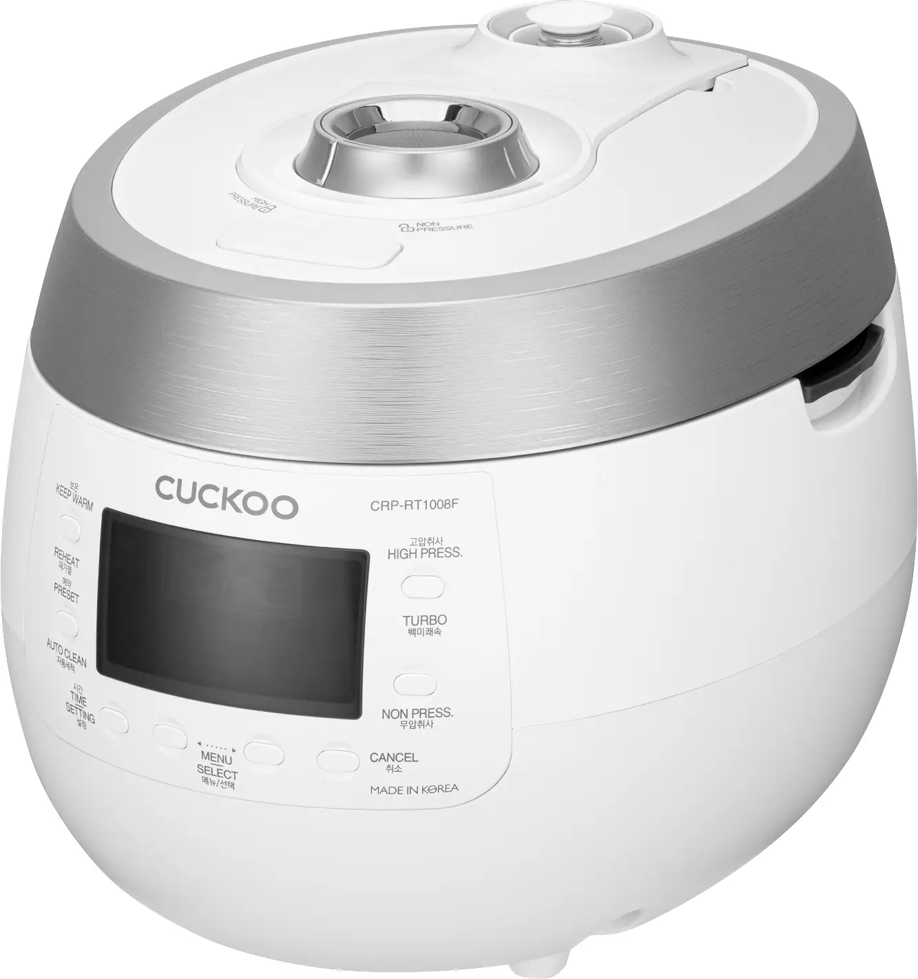 Рисоварка Cuckoo CRP-RT1008F, 1150 Вт, 1,8 л, бело-серебристая, с дисплеем
