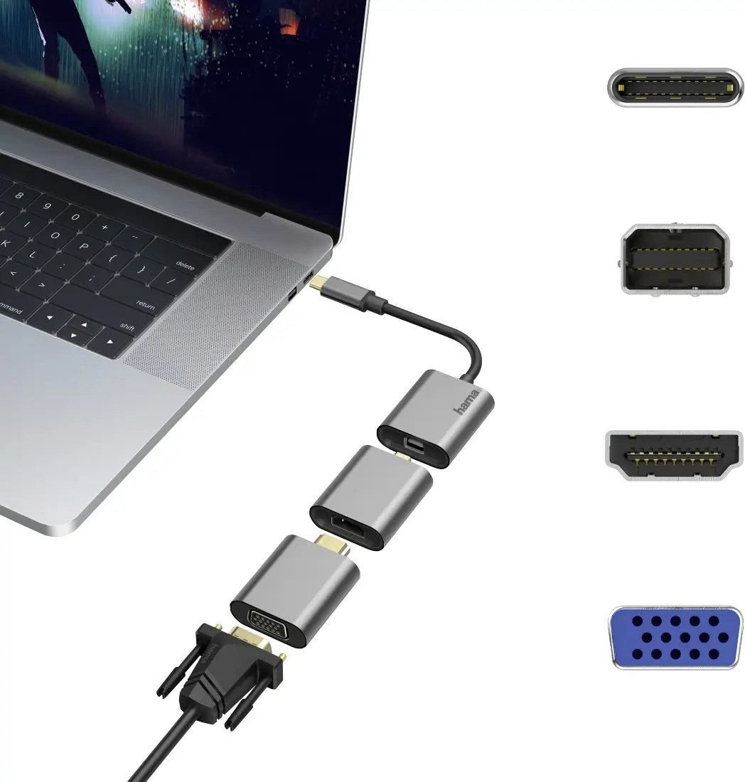 Адаптер USB-C, Mini DisplayPort, HDMI, VGA Hama 00200306