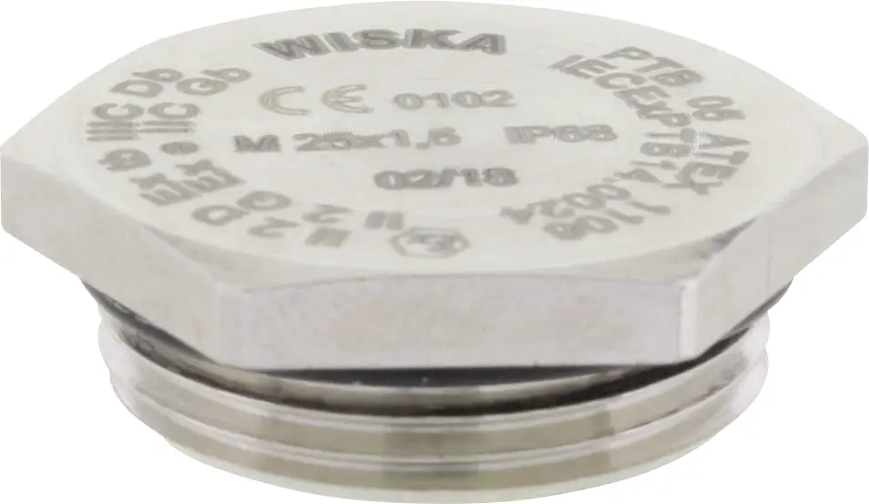 Ударопрочная крышка Wiska 10065332 EX-EMVS 16, взрывозащищенная, M16, натуральный металл, 10 шт.