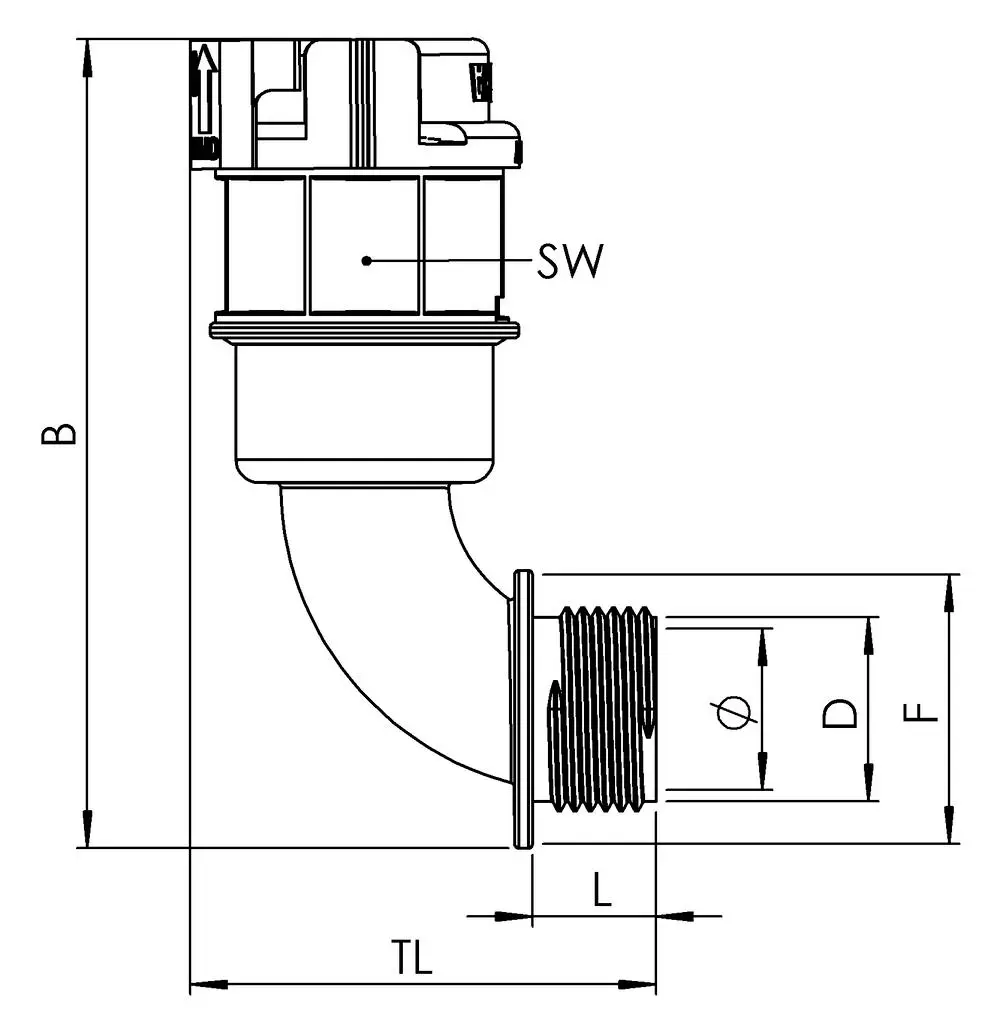 Wiska 10106979 EBF90-29-32-BK Винтовое соединение, черный, M32 x 1.5, 29 мм, 90°, 10 шт.