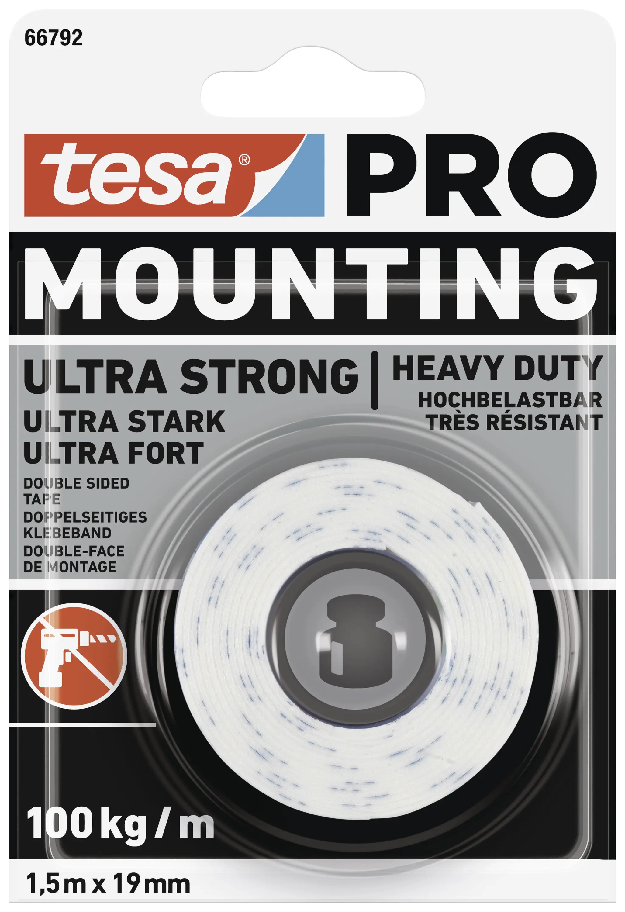 tesa Mounting PRO Ultra Strong 66792-00000-00 Монтажна стрічка біла (Д x Ш) 1,5 м x 19 мм 1 шт.