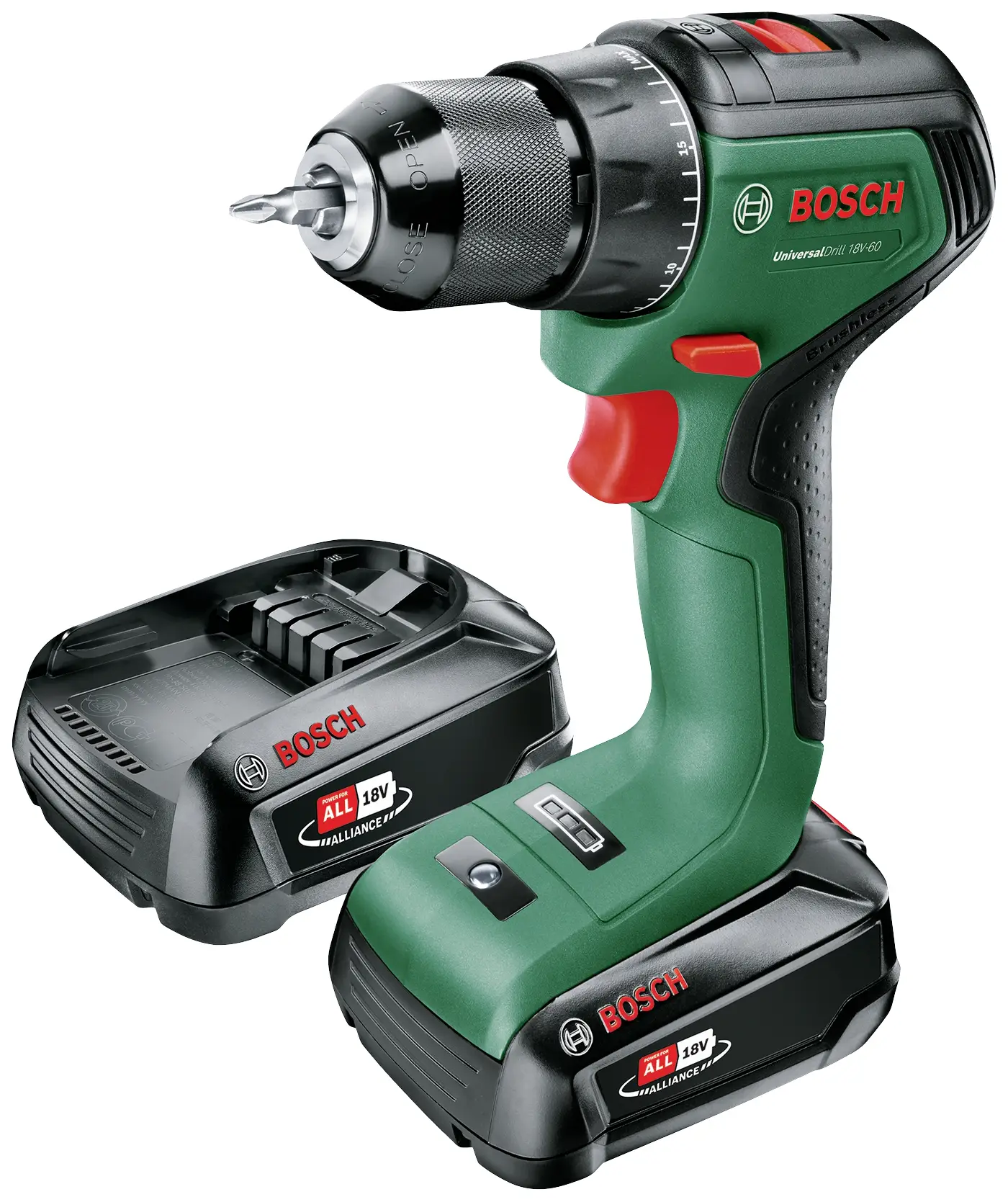 Акумуляторний дриль, Акумуляторний шурупокрут Bosch Home and Garden UniversalDrill 18V-60 06039D7002 18 В 2,0 Аг, включаючи 2 акум