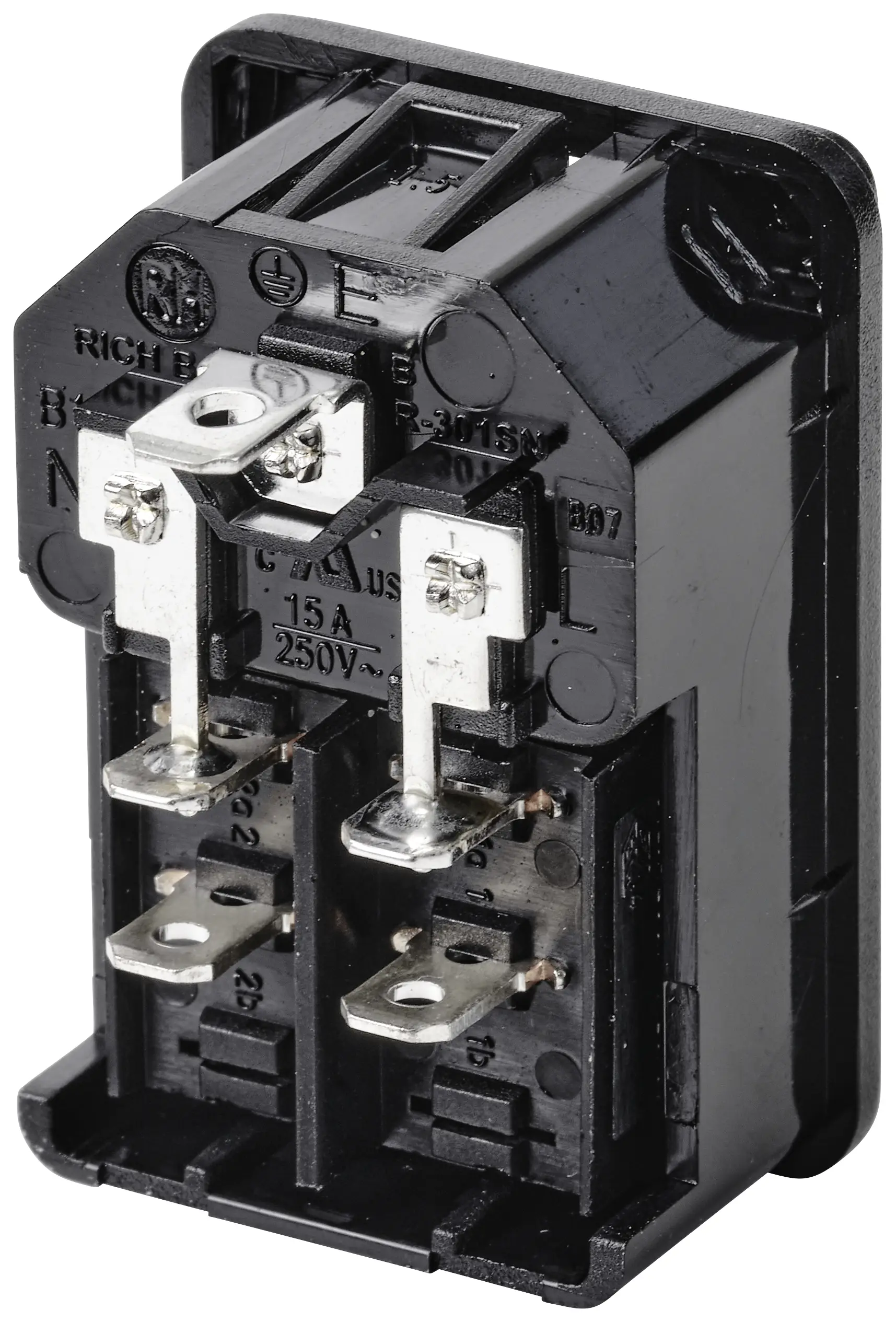 TRU COMPONENTS TC-10088380 Разъем IEC C14, штекер, вертикальный, утопленный Общее количество контактов: 3 10 А черный 1 шт.