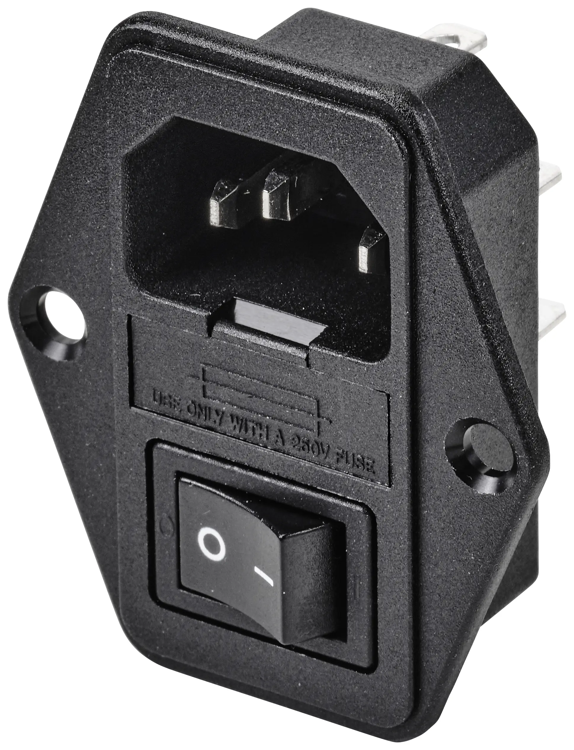 TRU COMPONENTS TC-10088400 Разъем IEC C14, штекер, вертикальный, утопленный Общее количество контактов: 3 10 А черный 1 шт.