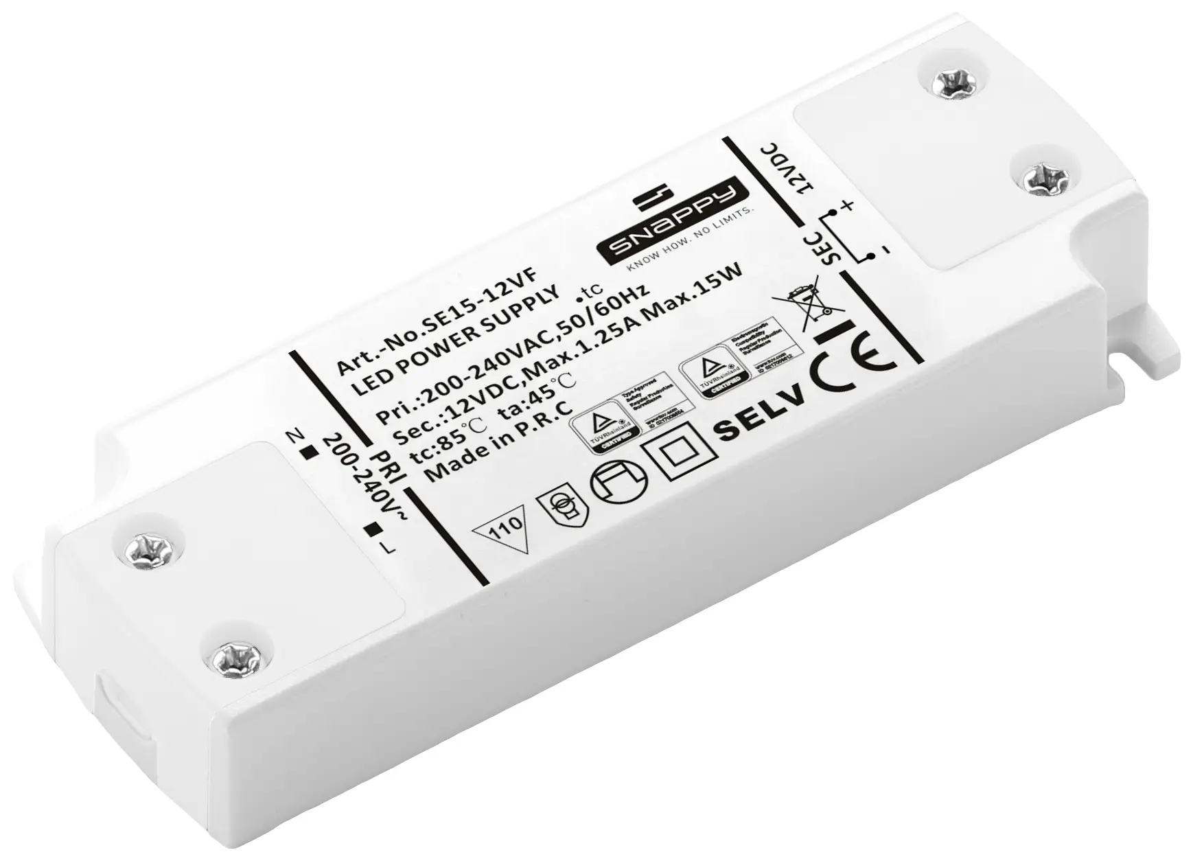 Трансформатор для светодиодов Dehner Elektronik SE 15-12VF (12 В постоянного тока), драйвер светодиодов, постоянное напряжение 15