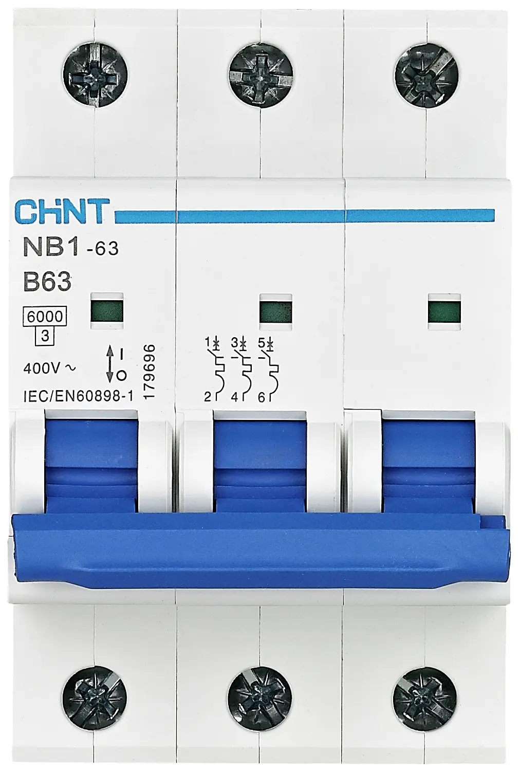 Автоматический выключатель Chint NB1-63 3P B6 6kA DB 179695, 3 контакта, 240 В, 415 В, 6 А