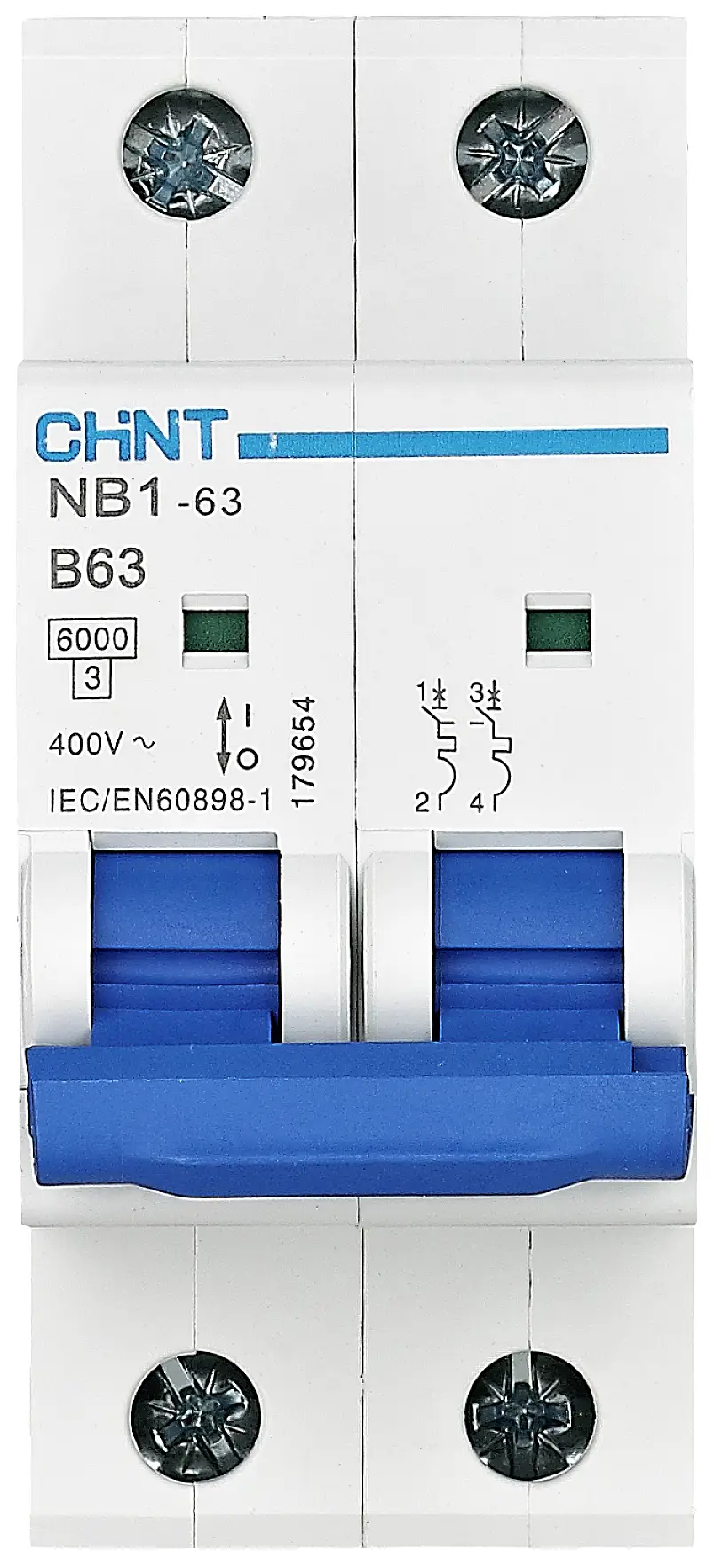 Автоматический выключатель Chint NB1-63 2P B63 6kA DB 179654, 2 контакта, 240 В, 415 В, 63 А