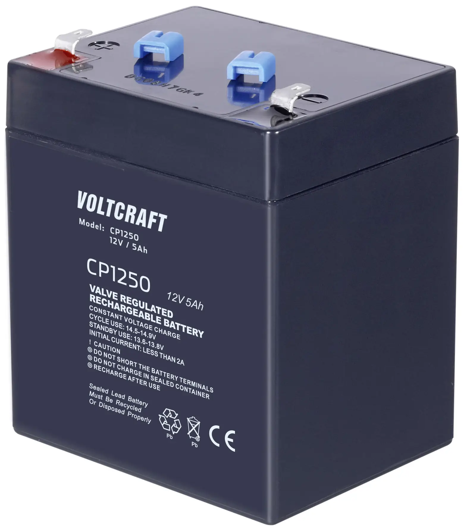 Свинцово-кислотный аккумулятор VOLTCRAFT CE12V/5Ah VC-12713985, AGM, 12 В, 5 Ач