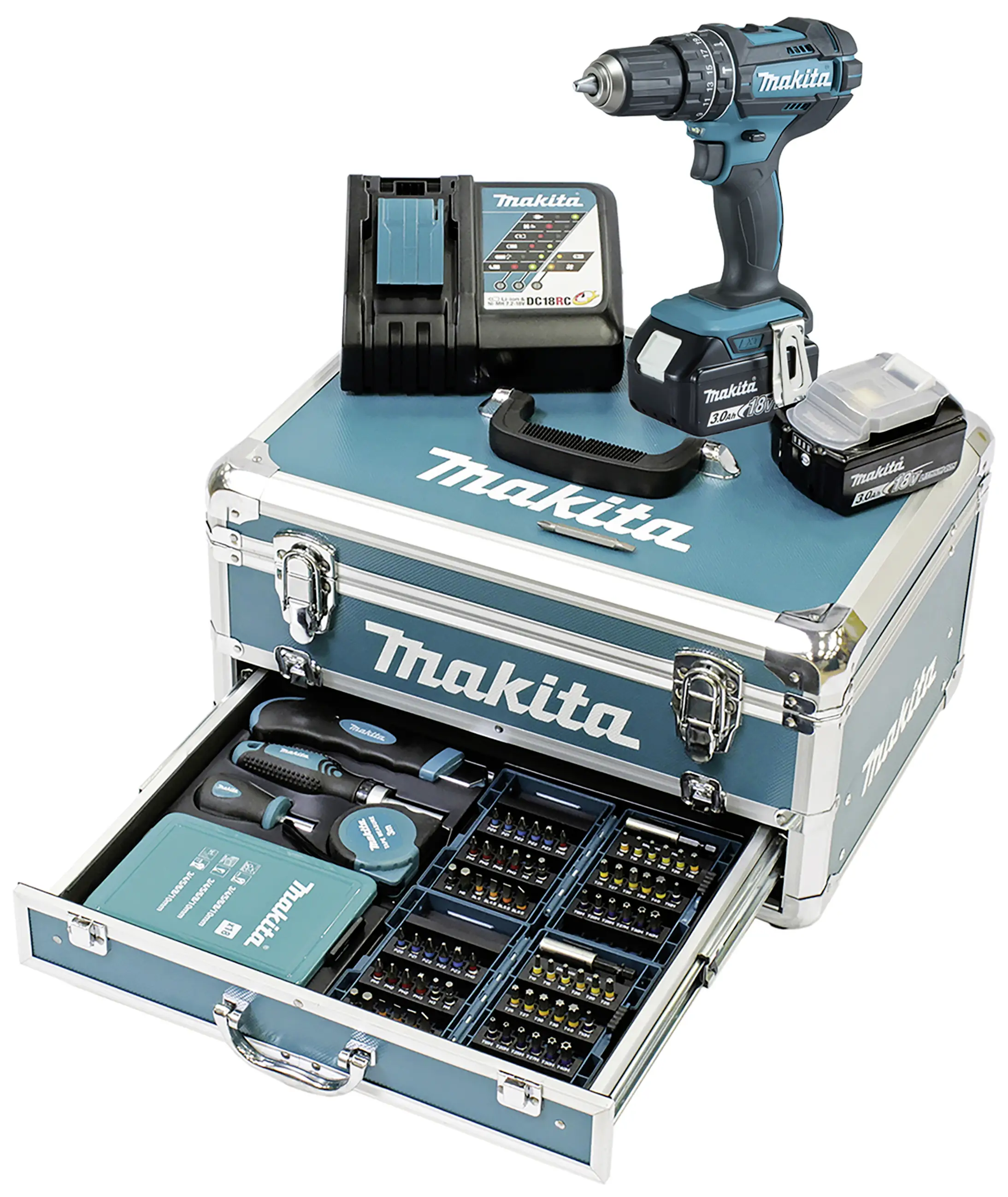Makita DHP482RFX9 2-швидкісний акумуляторний ударний гайковерт, включаючи 2 акумулятори, включно з кейсом, включно з аксесуарами,