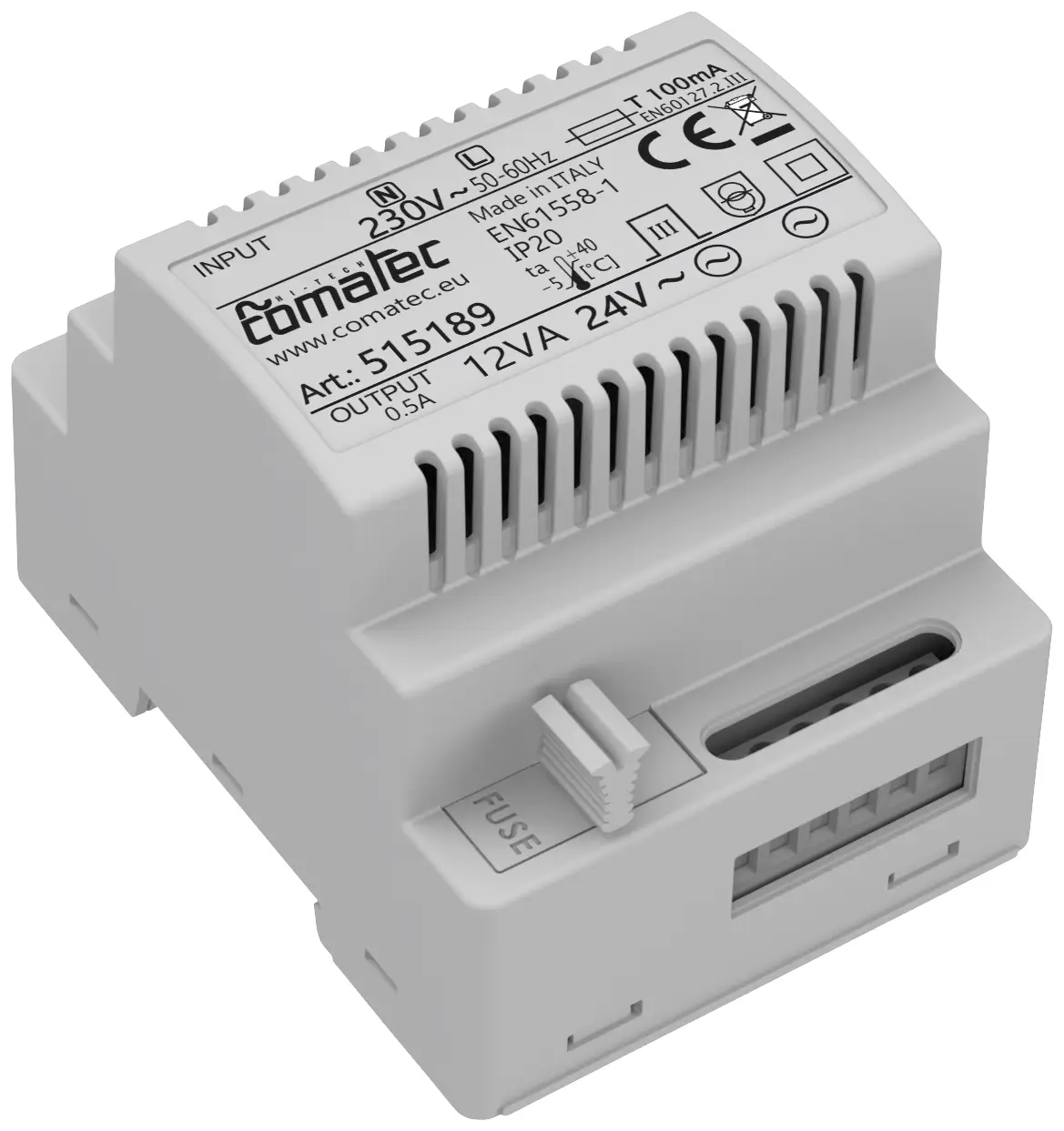 Блок питания Comatec TBD201224F4 для DIN-рейки, 24 В/переменный ток, 0,5 А, 12 ВА. Описание: 1 шт.