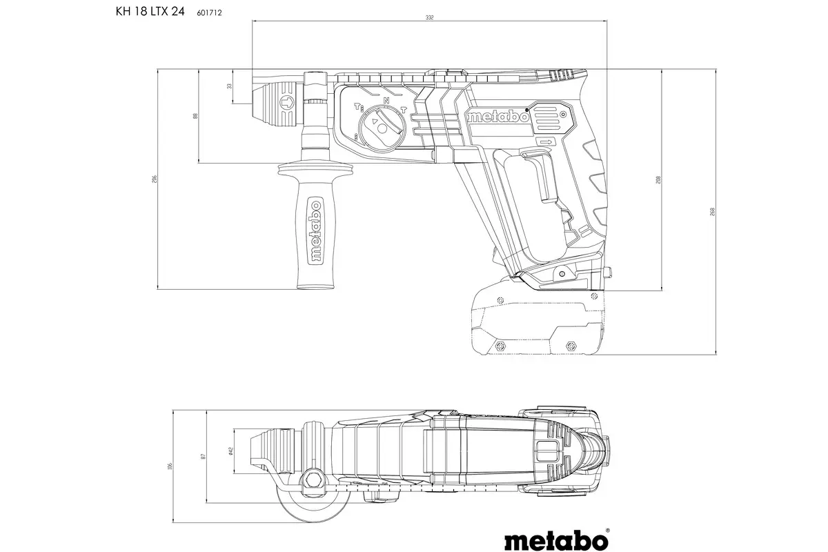 Многофункциональный перфоратор Metabo KH 18 LTX 24 SDS-Plus, аккумуляторный, 18 В