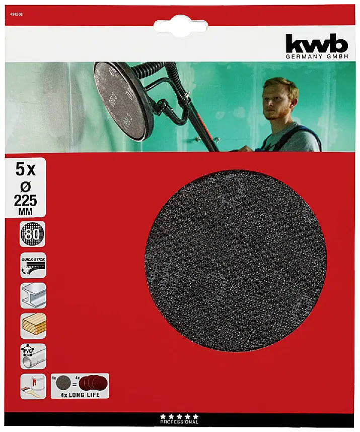 Наждачний папір для дискової шліфувальної машини kwb 491508 5 шт.