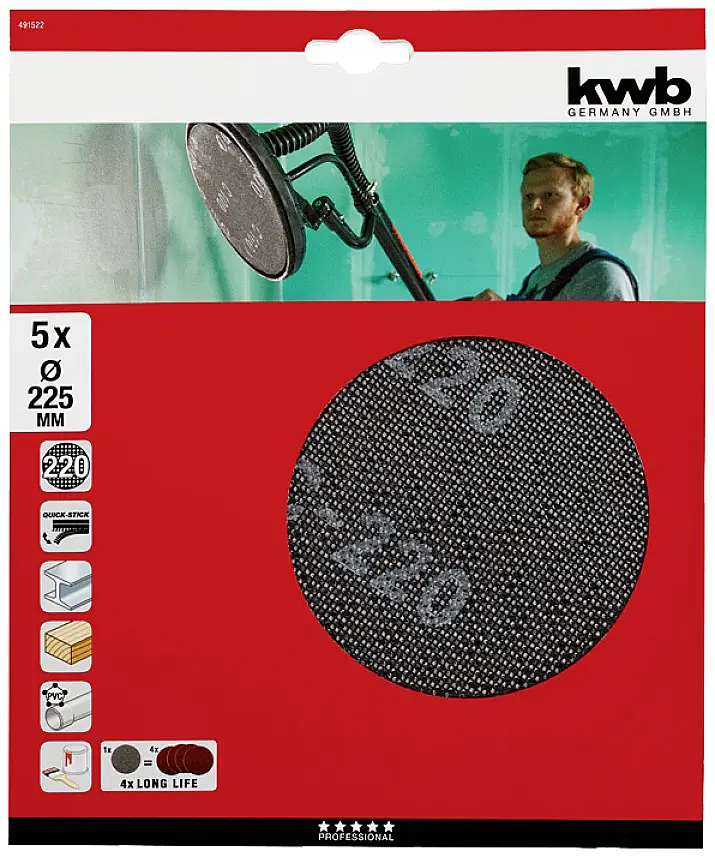 Наждачний папір для дискової шліфувальної машини kwb 491522 5 шт.