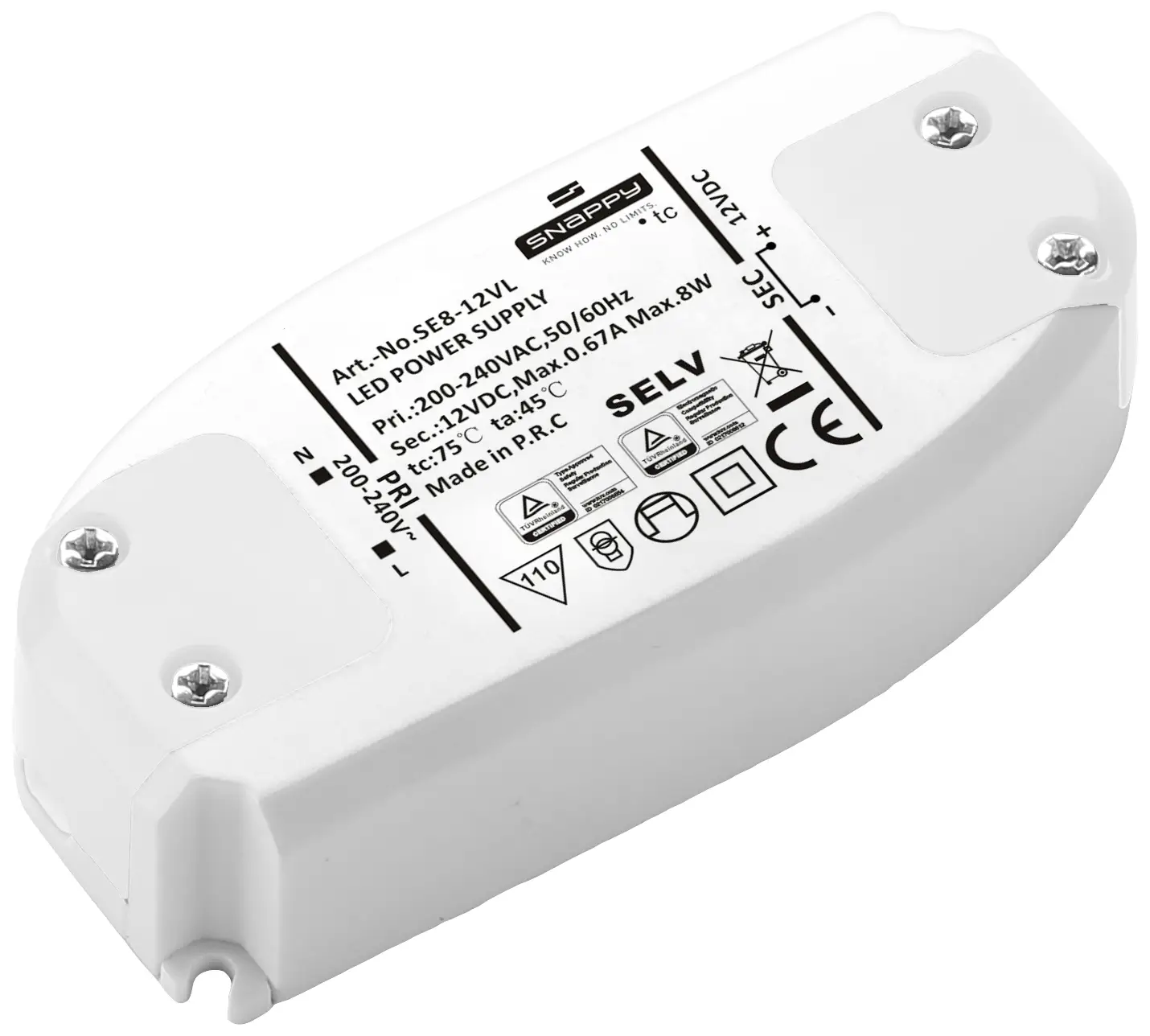 Светодиодный трансформатор Dehner Elektronik SE 8-12VL постоянного напряжения 8 Вт 0,67 А 12 В/DC Подходит для использования в меб