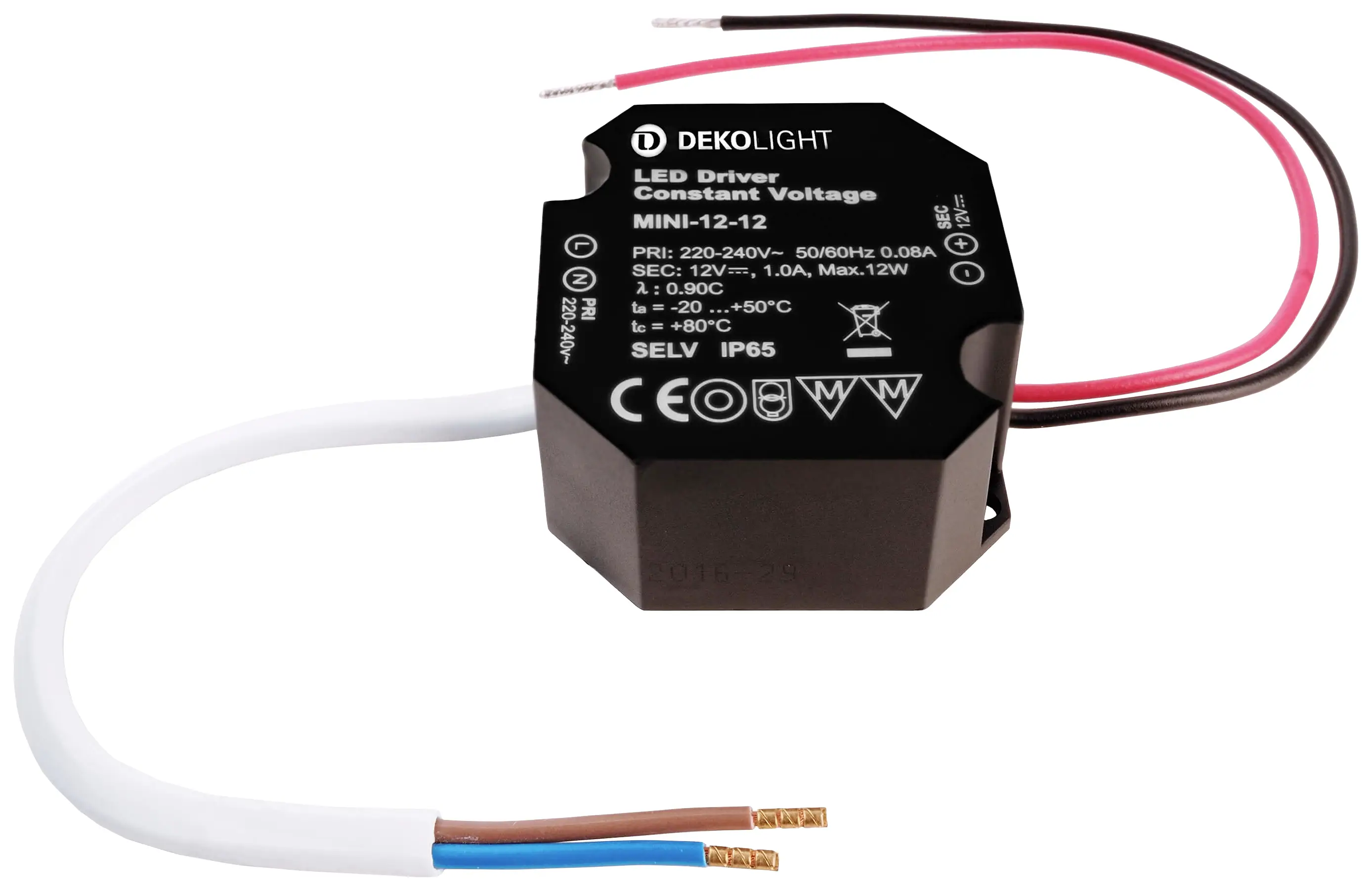 Deko Light OCTO, CV, Mini 12V/12W LED Driver Constant Voltage 12 W 0 - 1000 mA 12 V Overload Protection 1 pc.