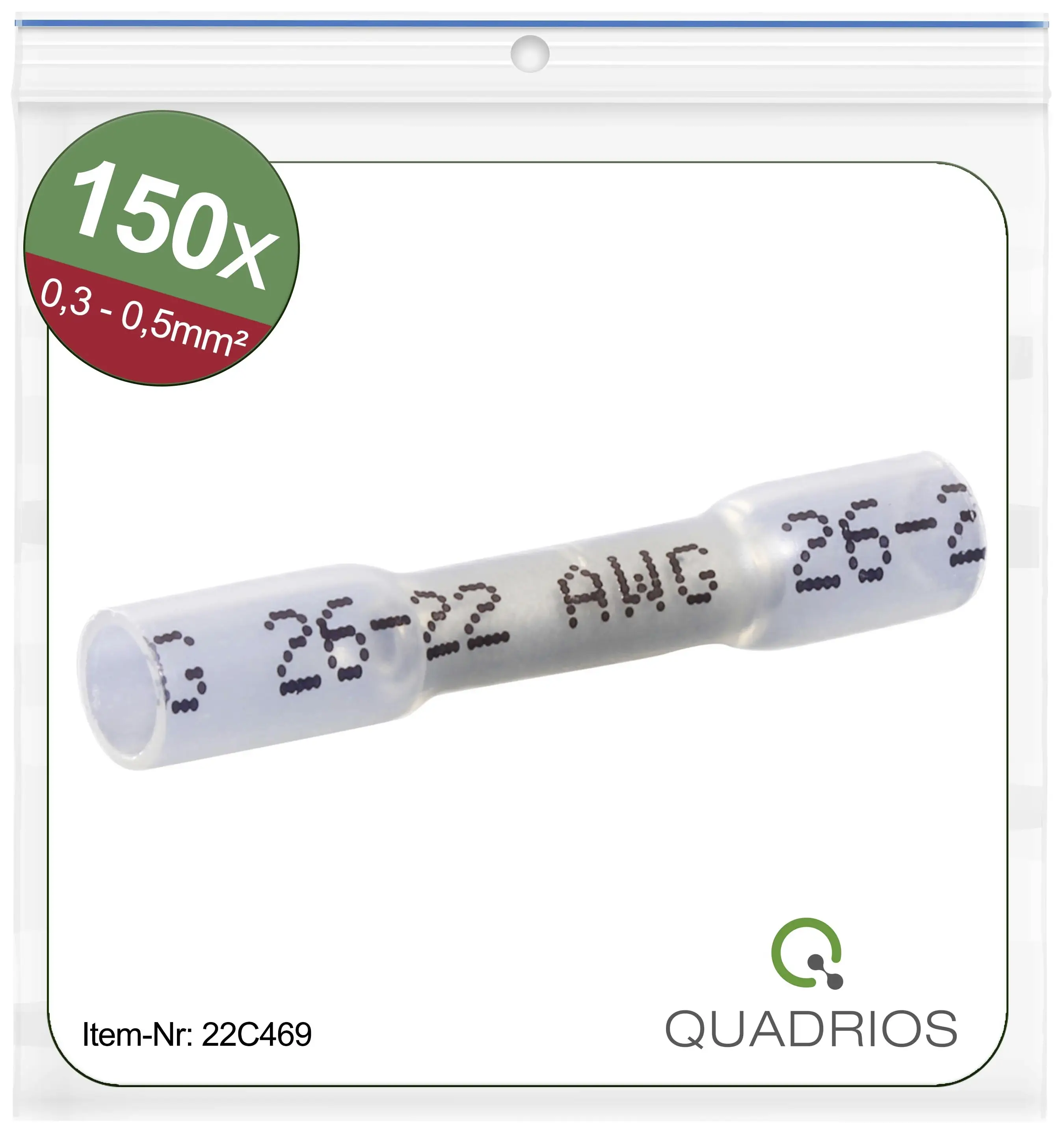 Стиковий з'єднувач Quadrios 22C469 22C469, повністю ізольований, 0,3 - 0,5 мм², 26 мм, 1 комплект
