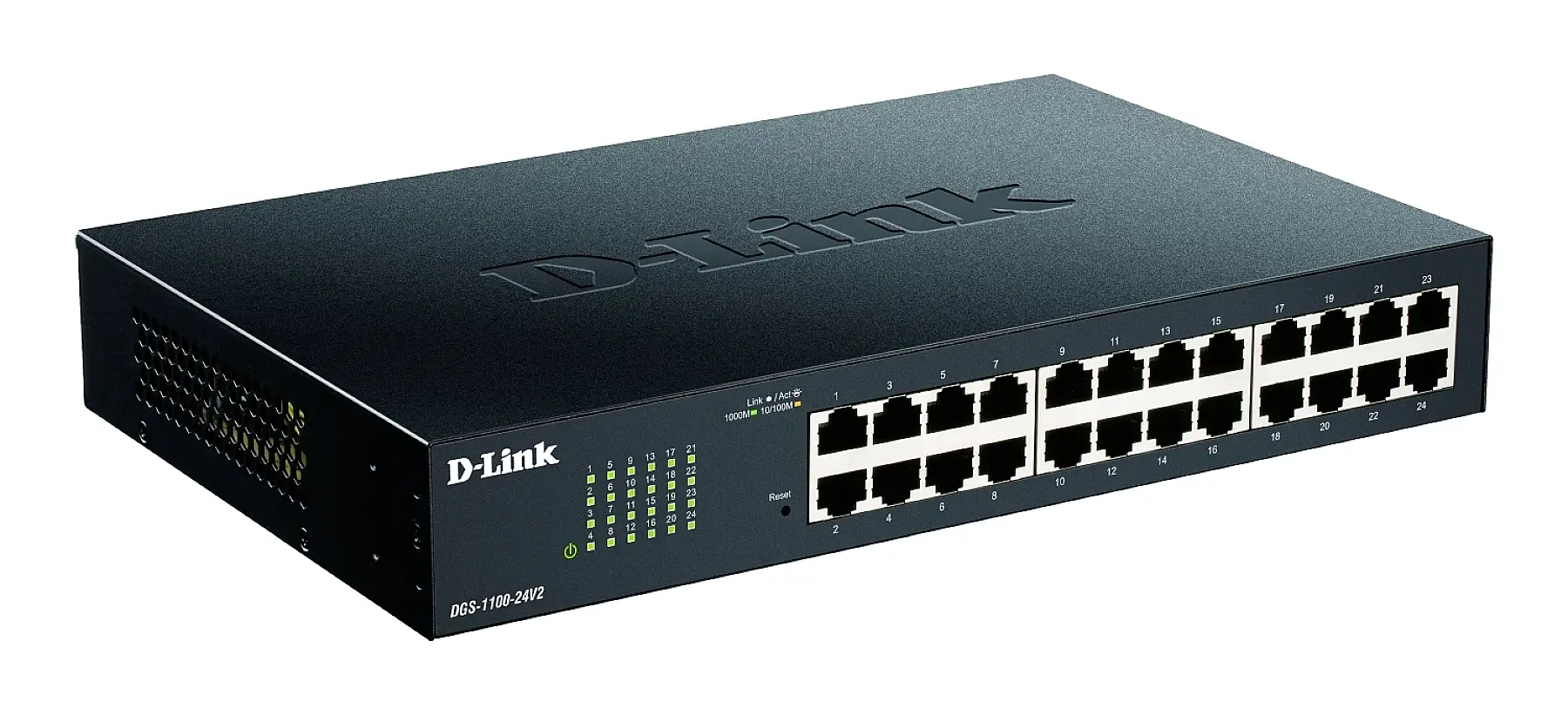 Сетевой коммутатор D-Link DGS-1100-24V2/E, разъем RJ45, 24 порта, скорость 48 Гбит/с.