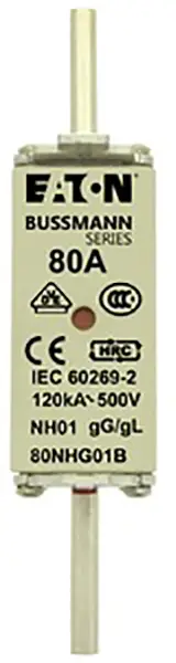 Предохранитель Eaton 80NHG01B NH с механическим индикатором состояния. Совместимые типоразмеры предохранителей: 000 - 4. Типоразме