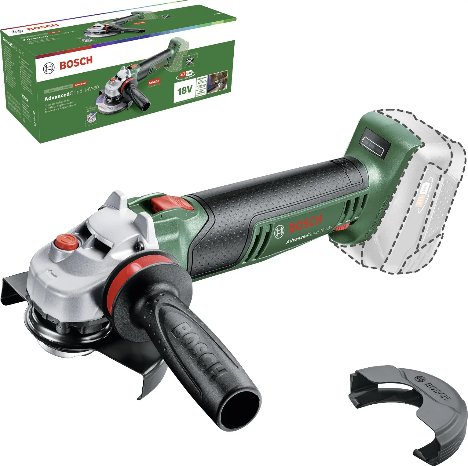 Аккумуляторная угловая шлифовальная машина Bosch Home and Garden AdvancedGrind 18-80 06033E5100
